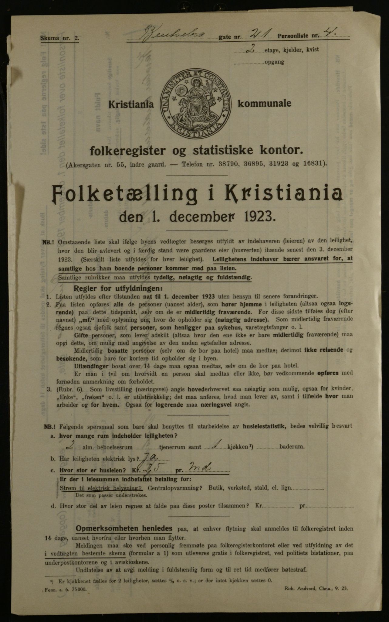 OBA, Kommunal folketelling 1.12.1923 for Kristiania, 1923, s. 4336