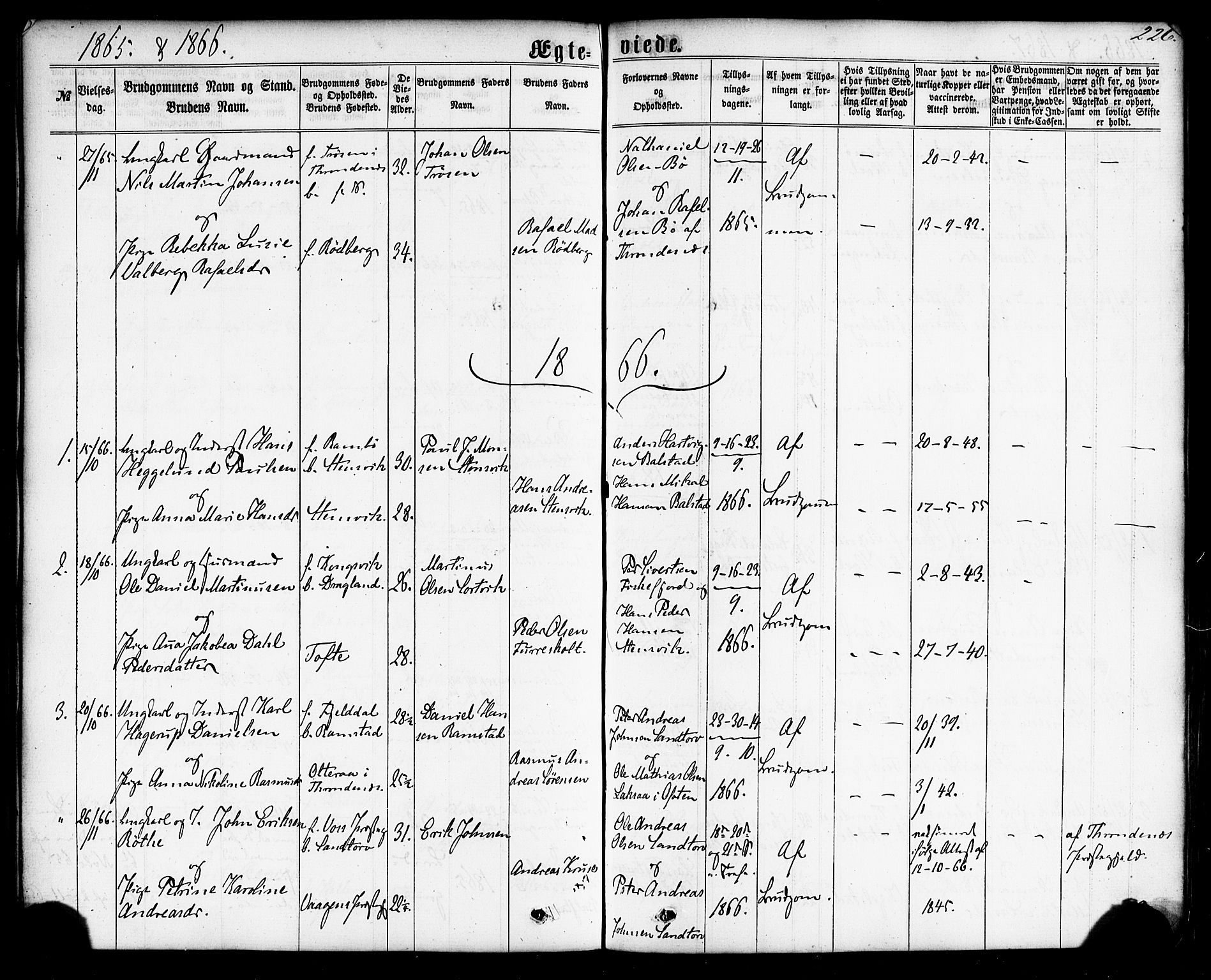 Ministerialprotokoller, klokkerbøker og fødselsregistre - Nordland, AV/SAT-A-1459/865/L0923: Ministerialbok nr. 865A01, 1864-1884, s. 226