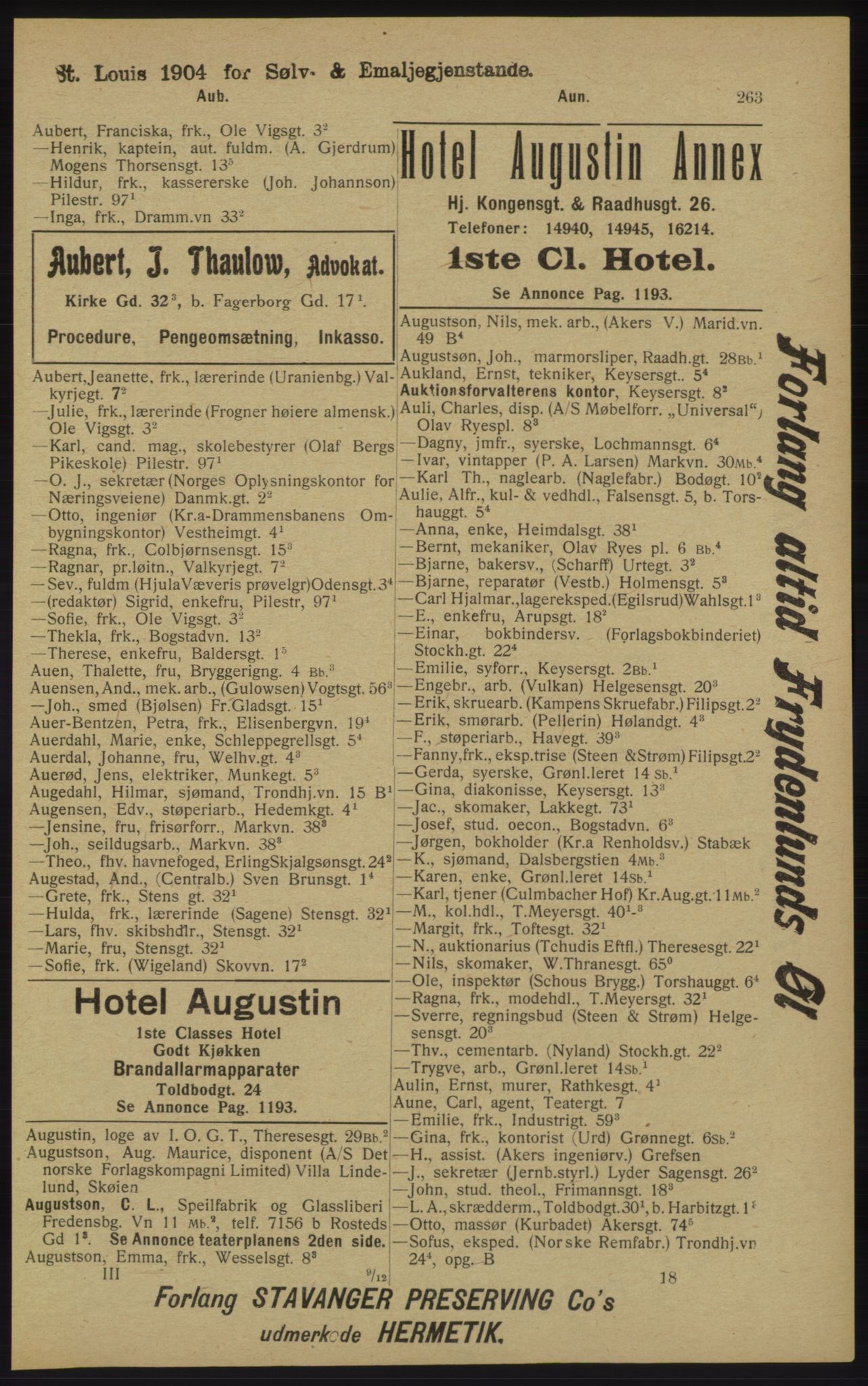Kristiania/Oslo adressebok, PUBL/-, 1913, s. 273