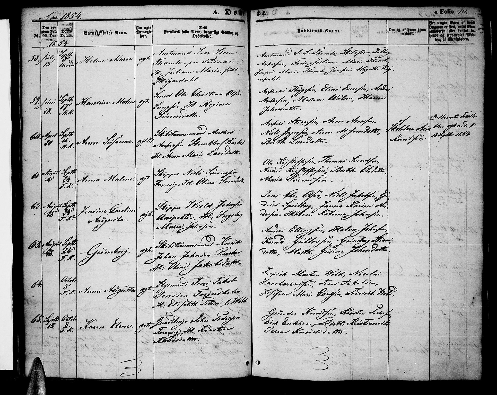 Tromøy sokneprestkontor, AV/SAK-1111-0041/F/Fa/L0005: Ministerialbok nr. A 5, 1847-1856, s. 111