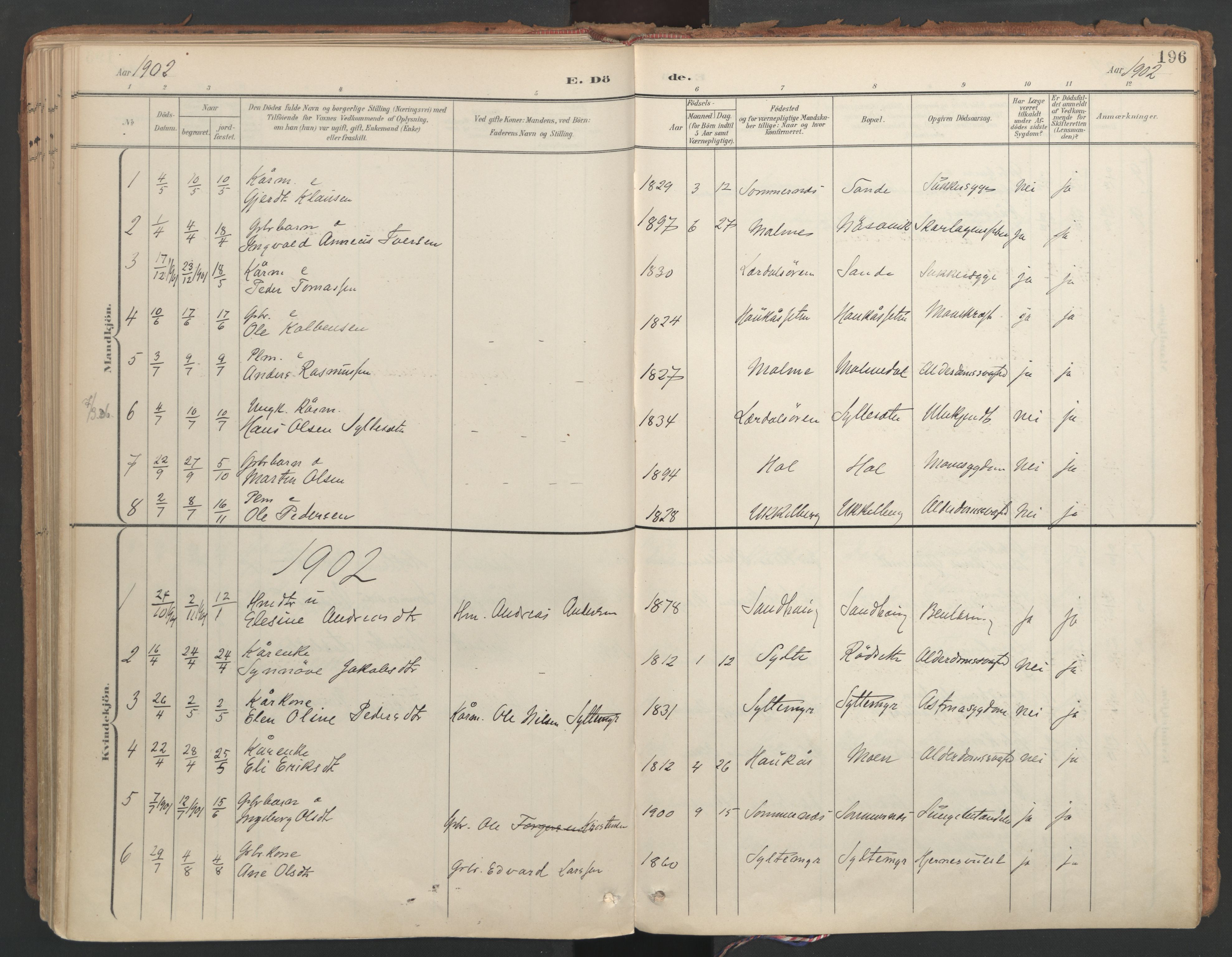 Ministerialprotokoller, klokkerbøker og fødselsregistre - Møre og Romsdal, AV/SAT-A-1454/564/L0741: Ministerialbok nr. 564A02, 1900-1976, s. 196