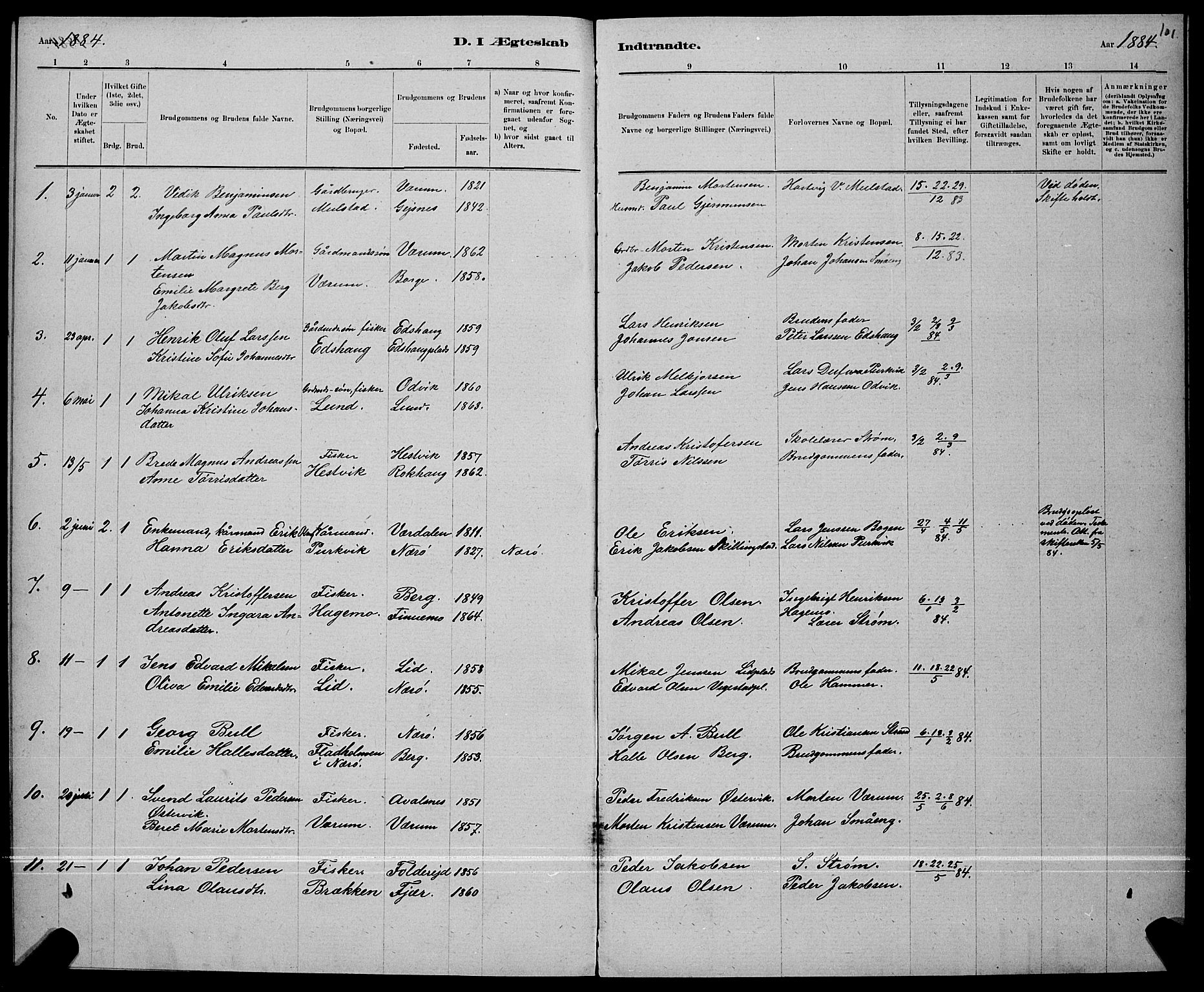 Ministerialprotokoller, klokkerbøker og fødselsregistre - Nord-Trøndelag, SAT/A-1458/780/L0651: Klokkerbok nr. 780C03, 1884-1898, s. 101