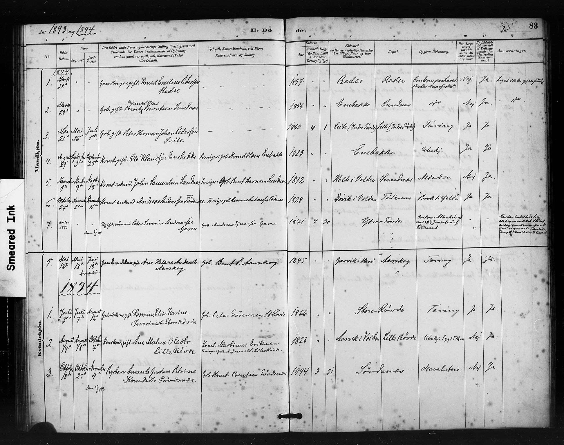 Ministerialprotokoller, klokkerbøker og fødselsregistre - Møre og Romsdal, SAT/A-1454/504/L0056: Ministerialbok nr. 504A03, 1884-1904, s. 83