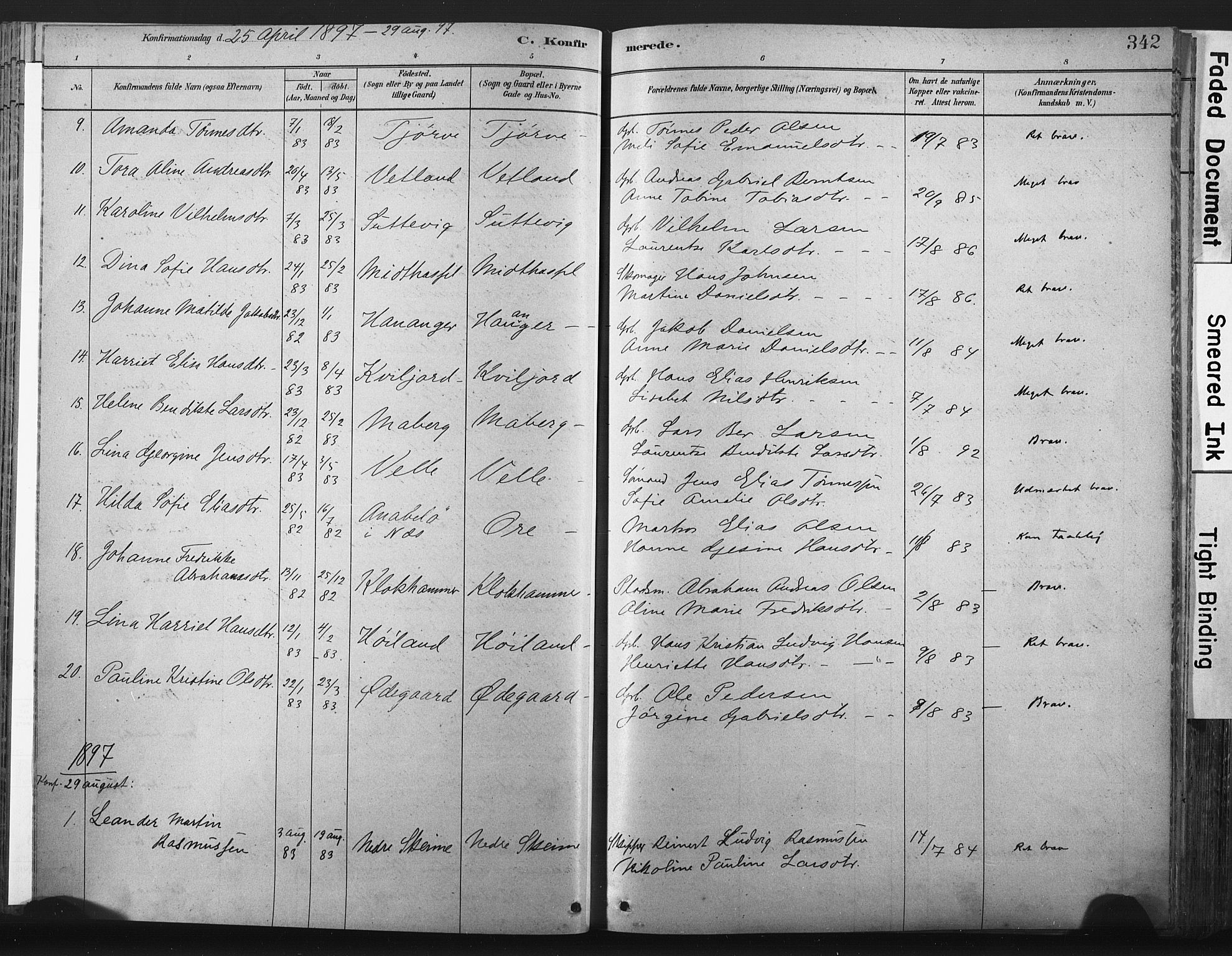 Lista sokneprestkontor, AV/SAK-1111-0027/F/Fa/L0012: Ministerialbok nr. A 12, 1879-1903, s. 342