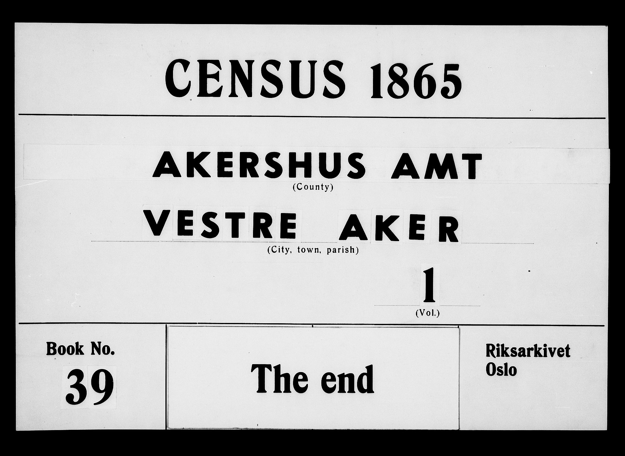 RA, Folketelling 1865 for 0218aP Vestre Aker prestegjeld, 1865, s. 181