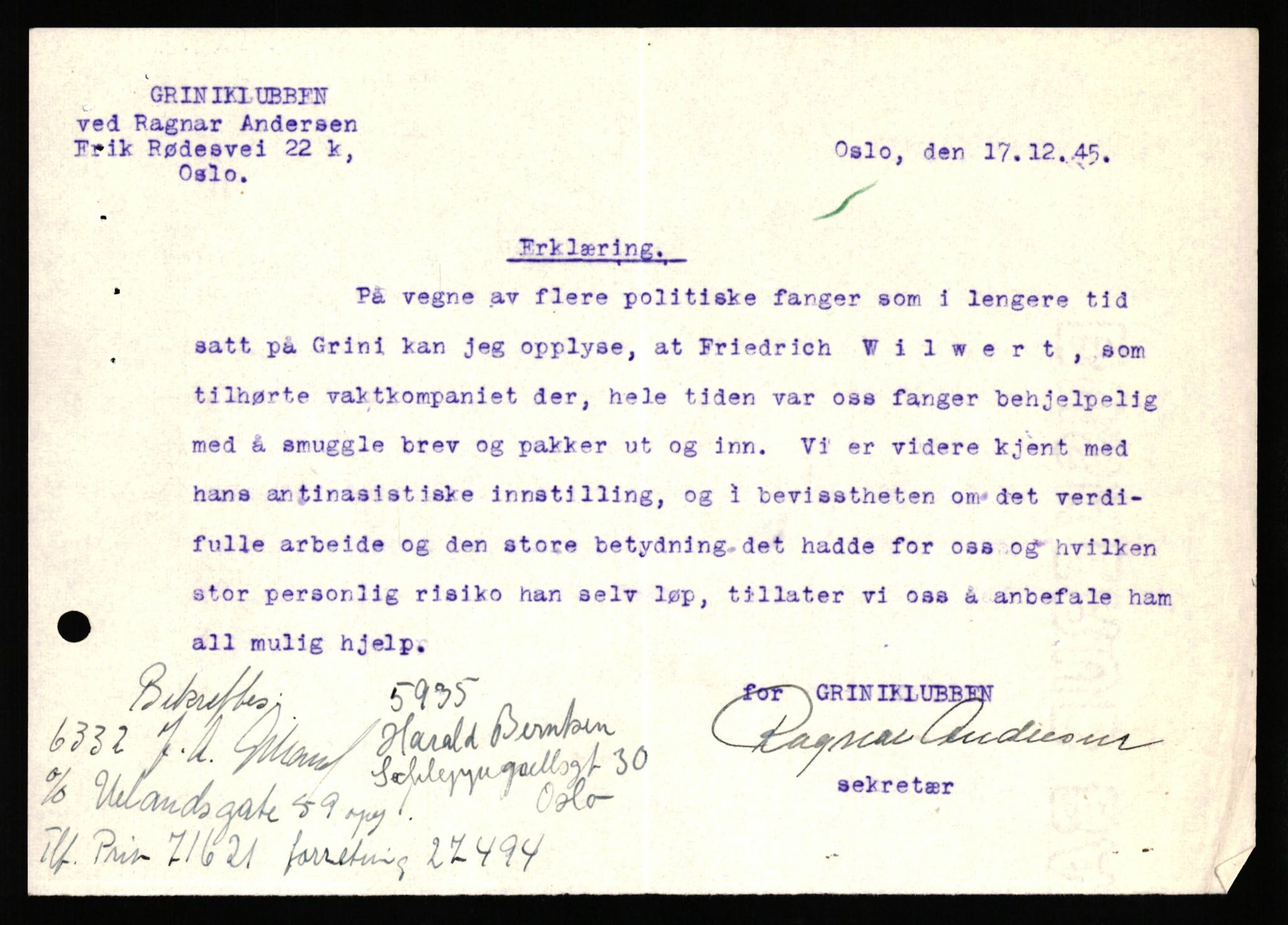 Forsvaret, Forsvarets overkommando II, AV/RA-RAFA-3915/D/Db/L0036: CI Questionaires. Tyske okkupasjonsstyrker i Norge. Tyskere., 1945-1946, s. 131