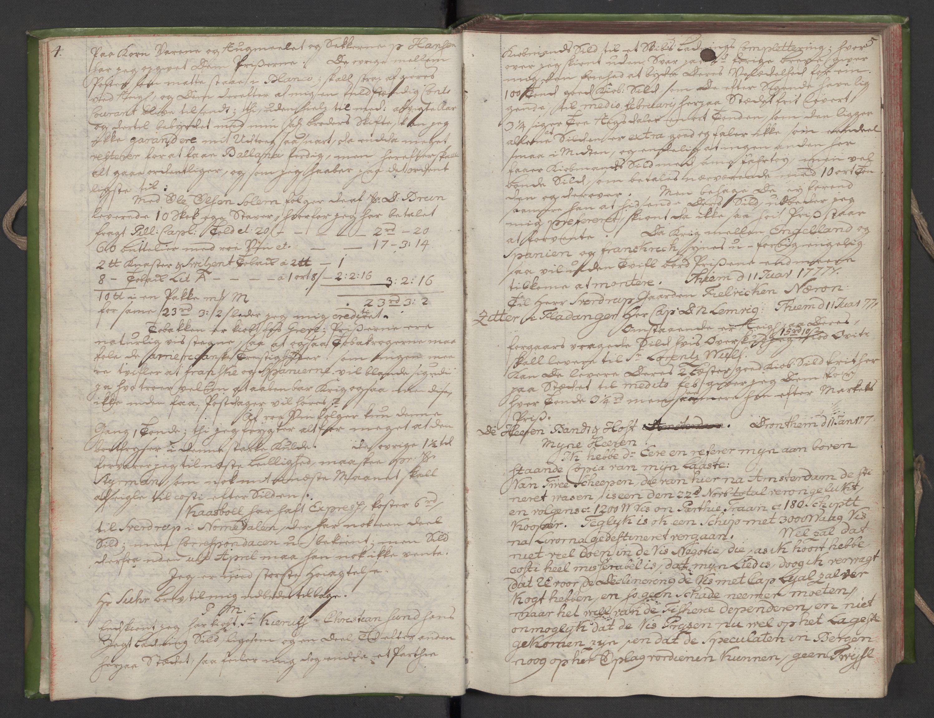 Hoë, Herman & Co, AV/SAT-PA-0280/11/L0002: Kopibok, utenriks, 1777-1778, s. 4-5
