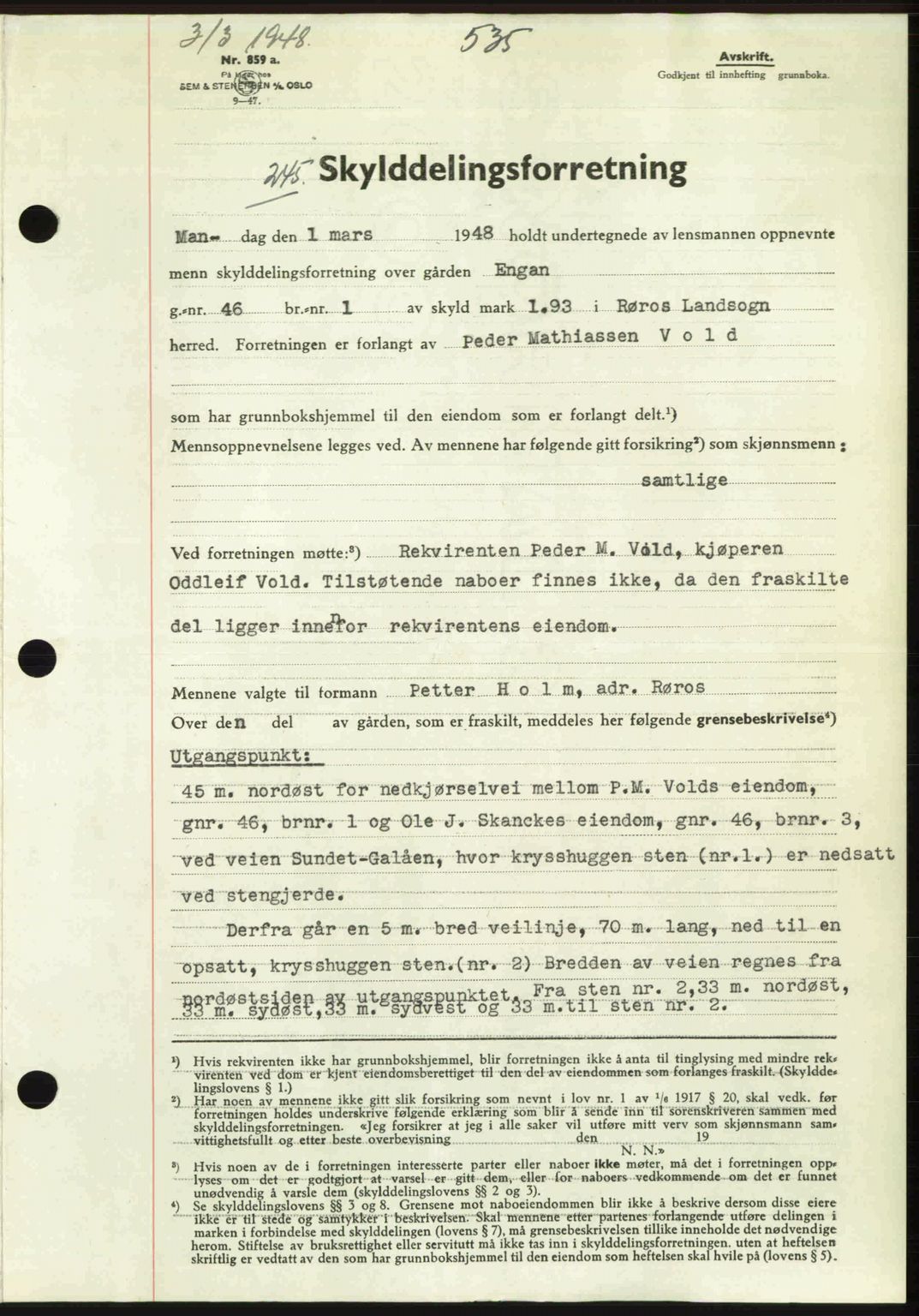 Gauldal sorenskriveri, SAT/A-0014/1/2/2C: Pantebok nr. A5, 1947-1948, Dagboknr: 245/1948