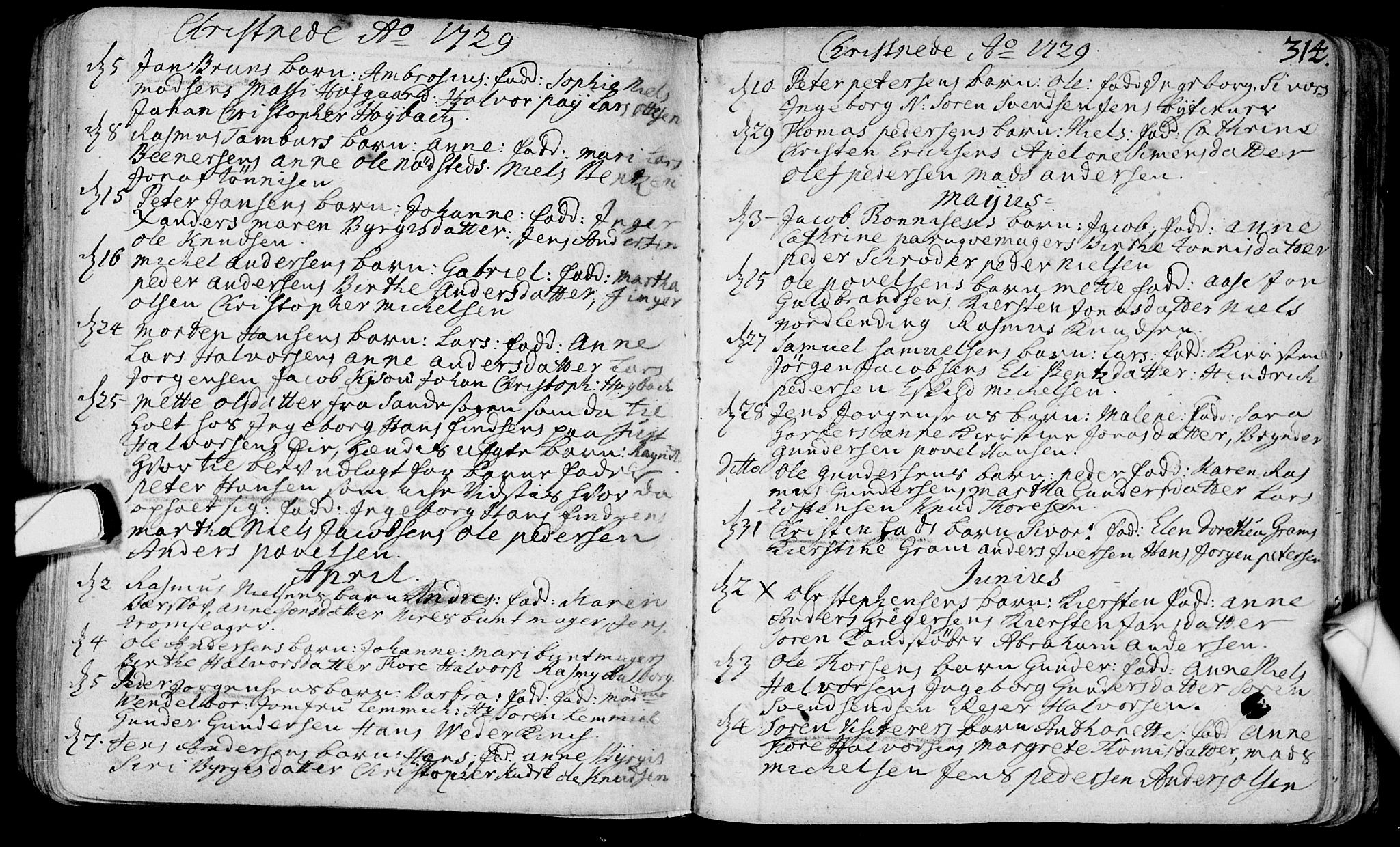 Bragernes kirkebøker, SAKO/A-6/F/Fa/L0003: Ministerialbok nr. I 3, 1706-1734, s. 314
