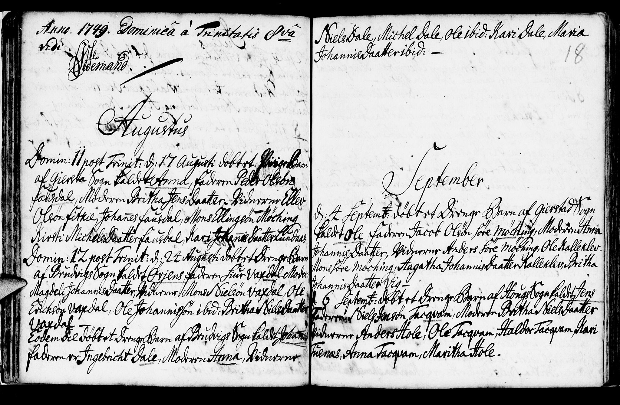Haus sokneprestembete, SAB/A-75601/H/Haa: Ministerialbok nr. A 6, 1748-1758, s. 18