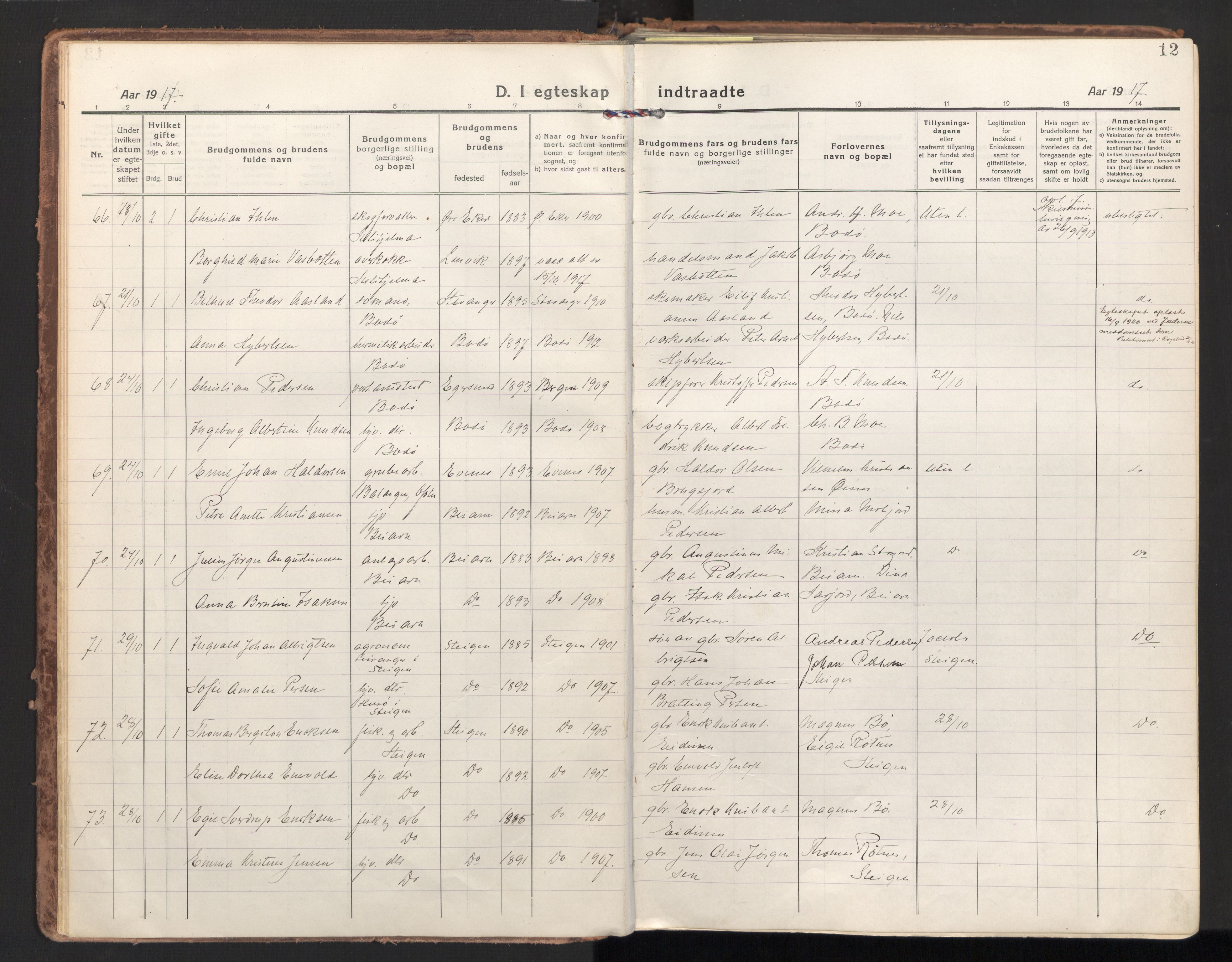 Ministerialprotokoller, klokkerbøker og fødselsregistre - Nordland, SAT/A-1459/801/L0018: Ministerialbok nr. 801A18, 1916-1930, s. 12