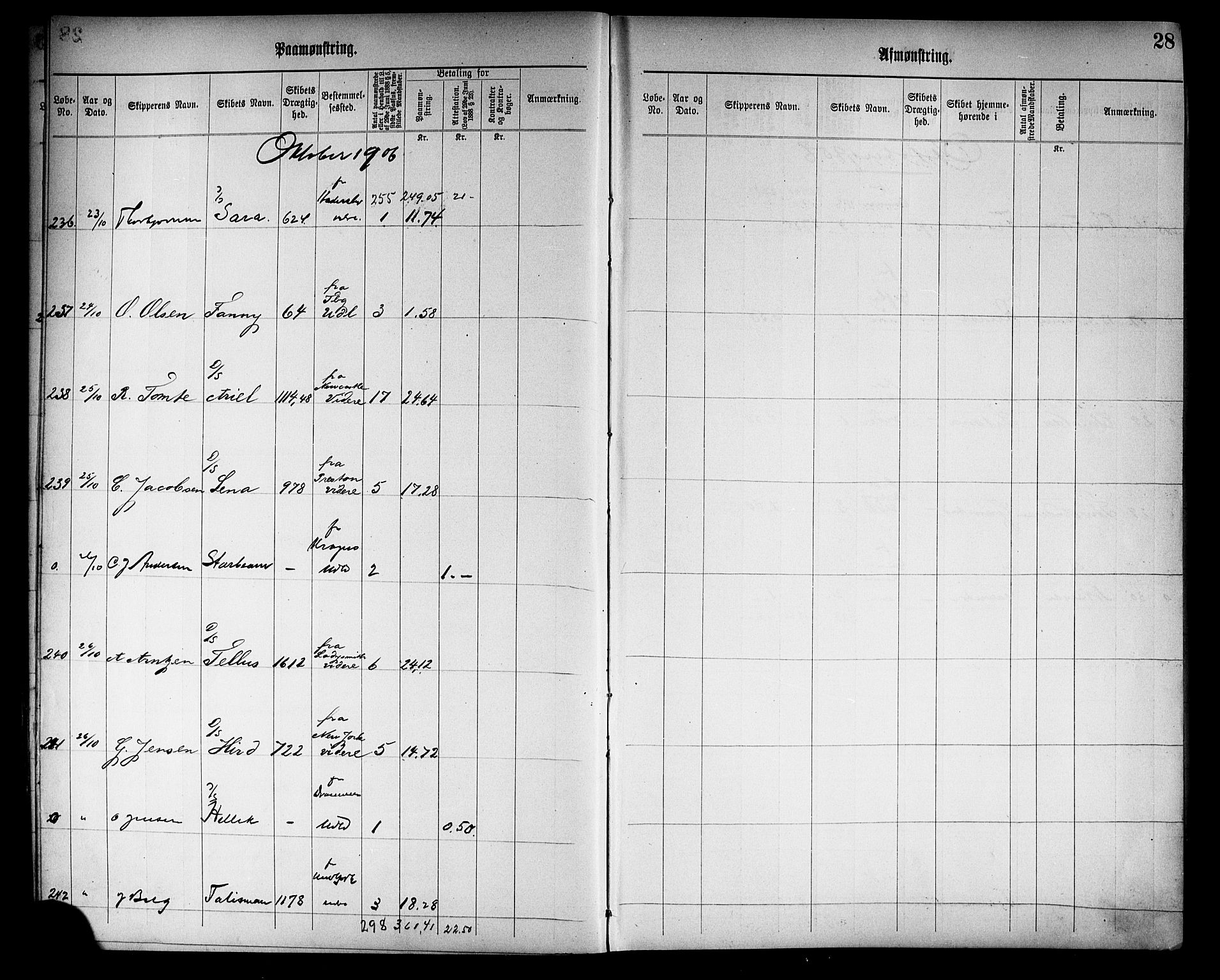Tønsberg innrulleringskontor, AV/SAKO-A-786/H/Ha/L0006: Mønstringsjournal, 1906-1914, s. 30