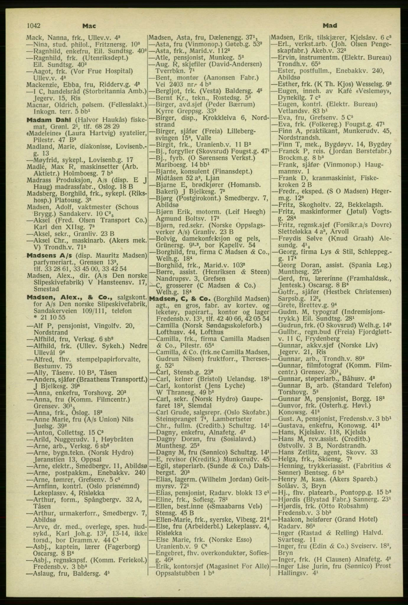 Kristiania/Oslo adressebok, PUBL/-, 1958-1959, s. 1042