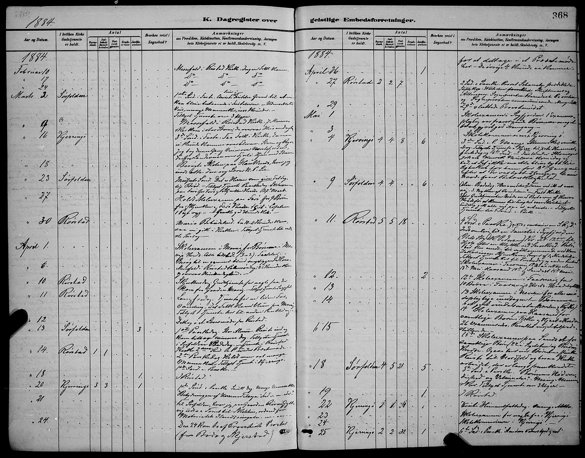 Ministerialprotokoller, klokkerbøker og fødselsregistre - Nordland, AV/SAT-A-1459/853/L0772: Ministerialbok nr. 853A11, 1881-1900, s. 368