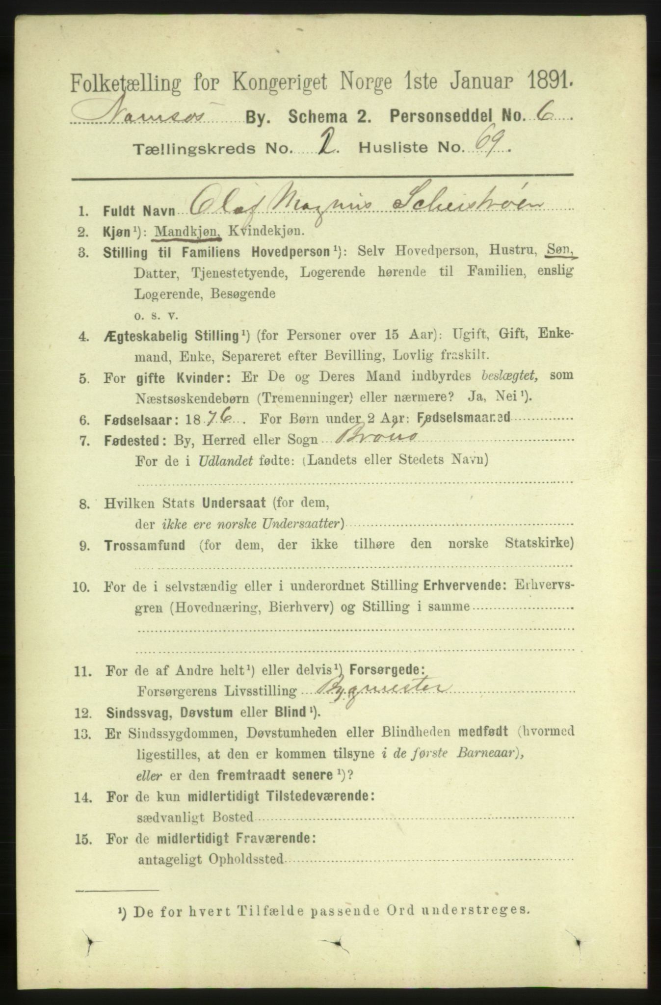 RA, Folketelling 1891 for 1703 Namsos ladested, 1891, s. 1245
