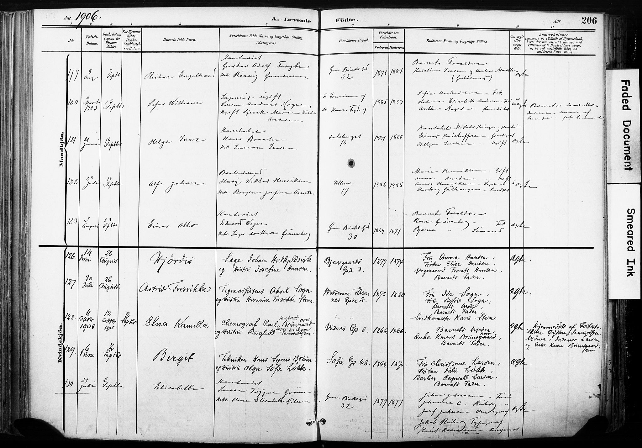 Gamle Aker prestekontor Kirkebøker, AV/SAO-A-10617a/F/L0013: Ministerialbok nr. 13, 1901-1908, s. 206