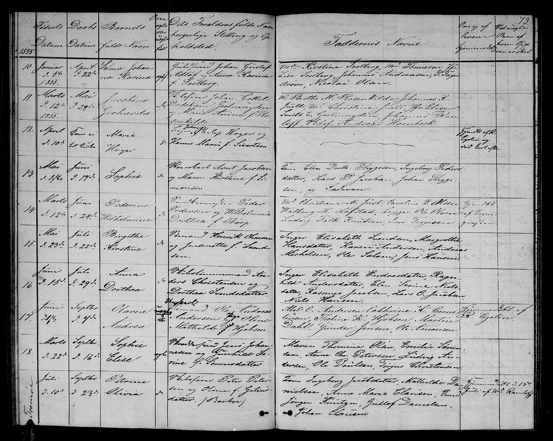 Arendal sokneprestkontor, Trefoldighet, AV/SAK-1111-0040/F/Fb/L0003: Klokkerbok nr. B 3, 1851-1860, s. 73