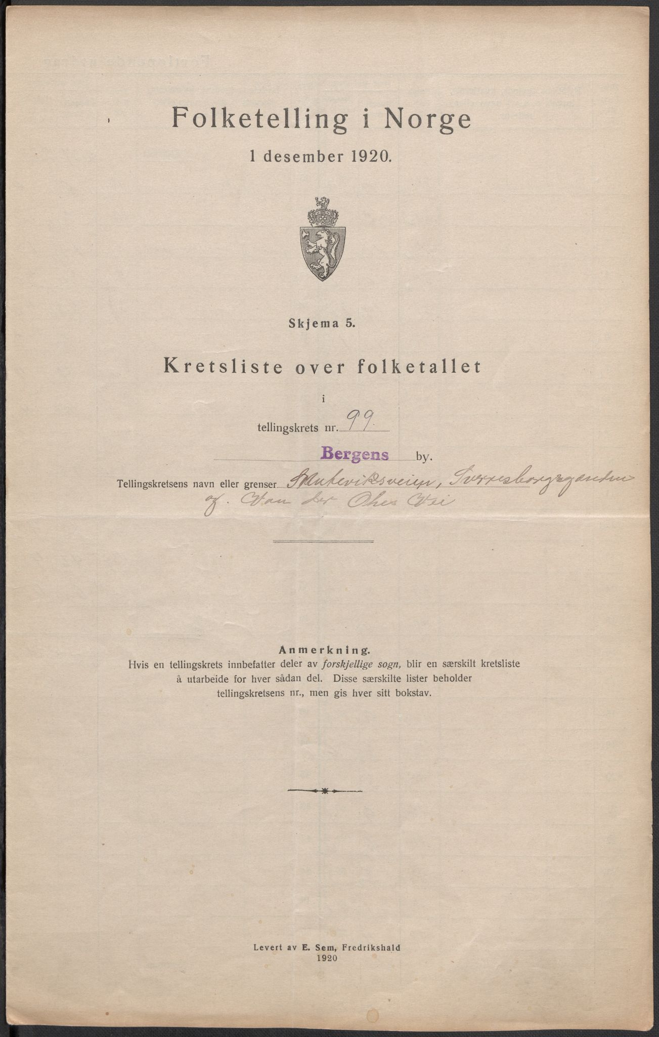 SAB, Folketelling 1920 for 1301 Bergen kjøpstad, 1920, s. 312