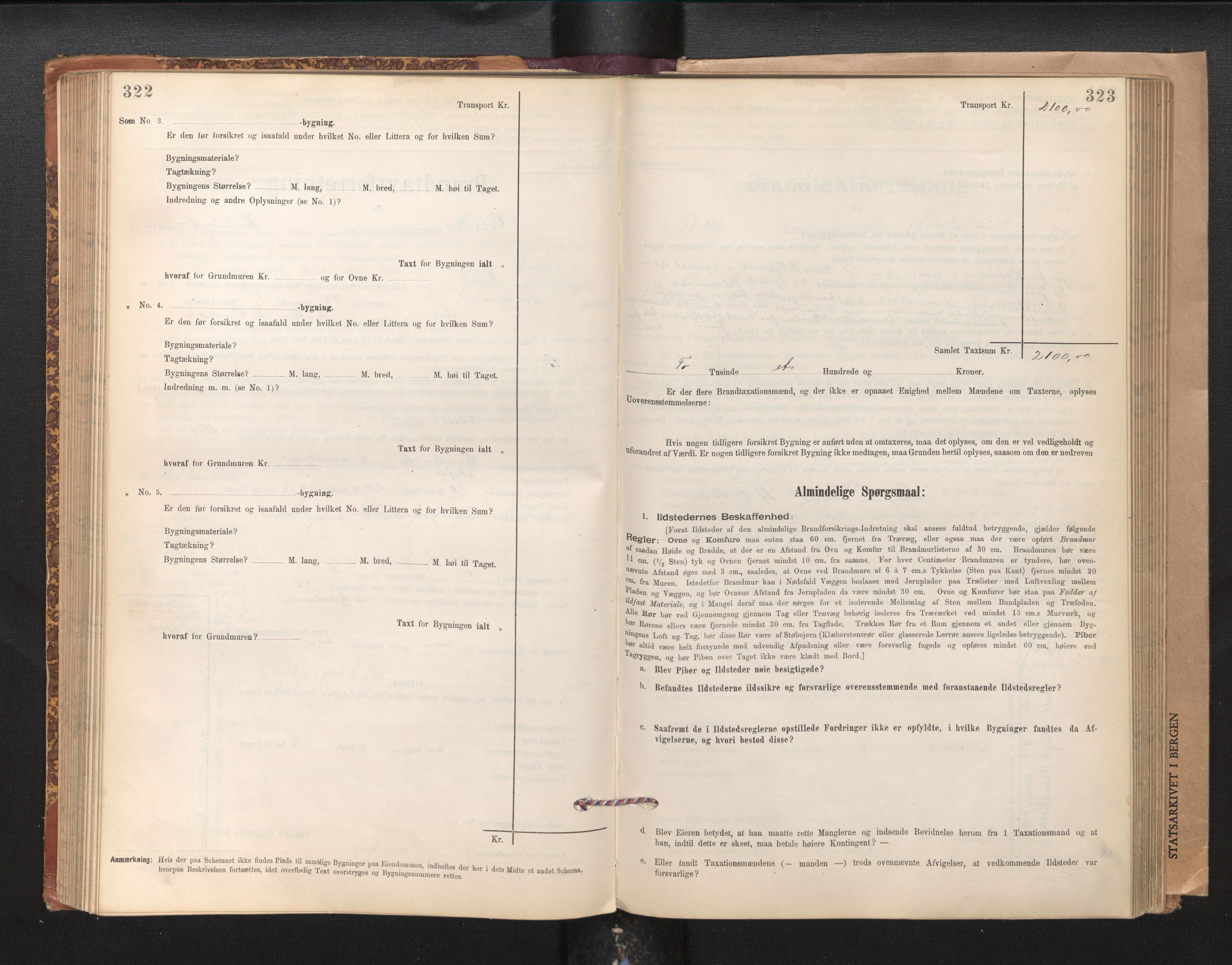 Lensmannen i Voss, SAB/A-35801/0012/L0008: Branntakstprotokoll, skjematakst, 1895-1945, s. 322-323