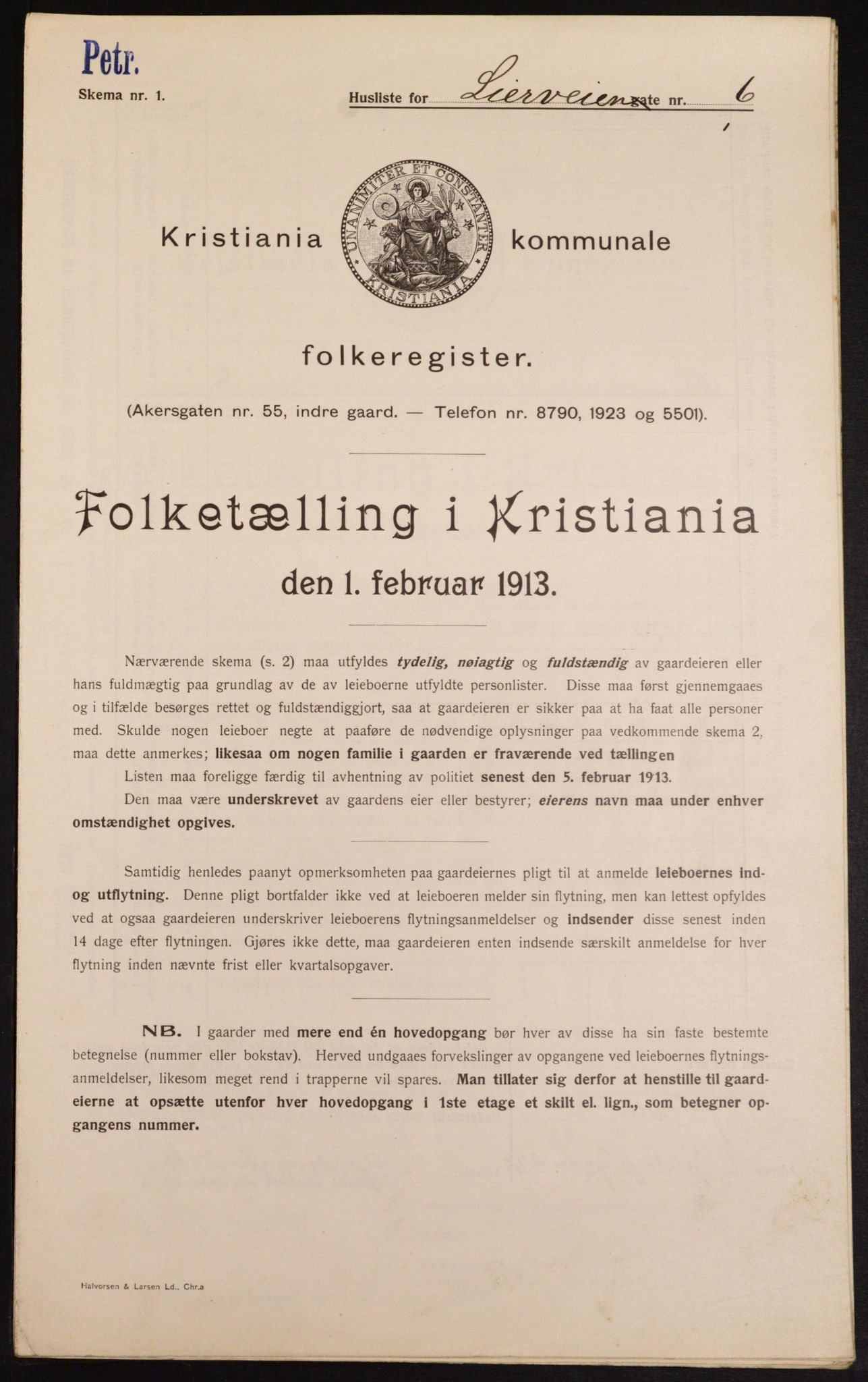 OBA, Kommunal folketelling 1.2.1913 for Kristiania, 1913, s. 57273