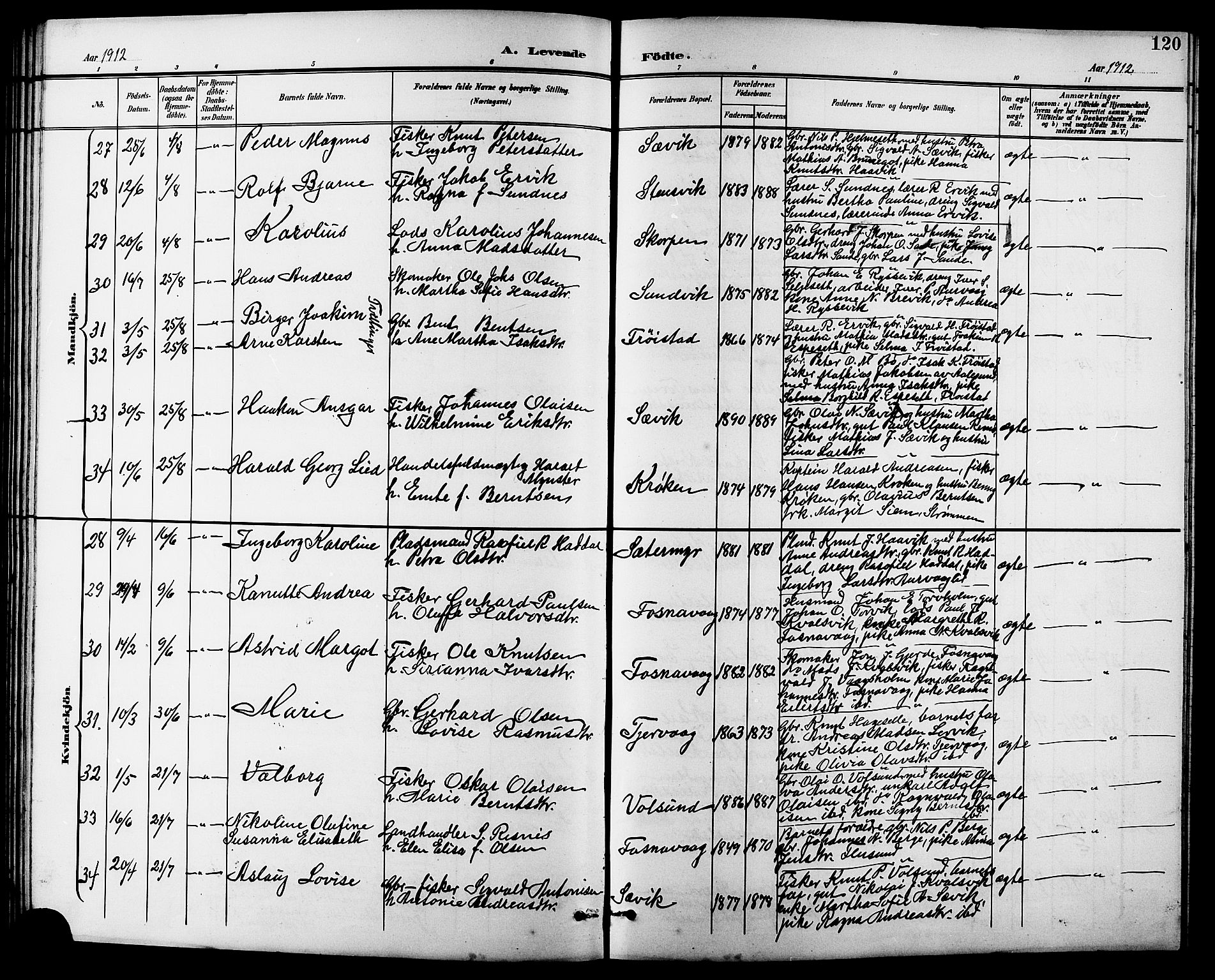 Ministerialprotokoller, klokkerbøker og fødselsregistre - Møre og Romsdal, AV/SAT-A-1454/507/L0082: Klokkerbok nr. 507C05, 1896-1914, s. 120