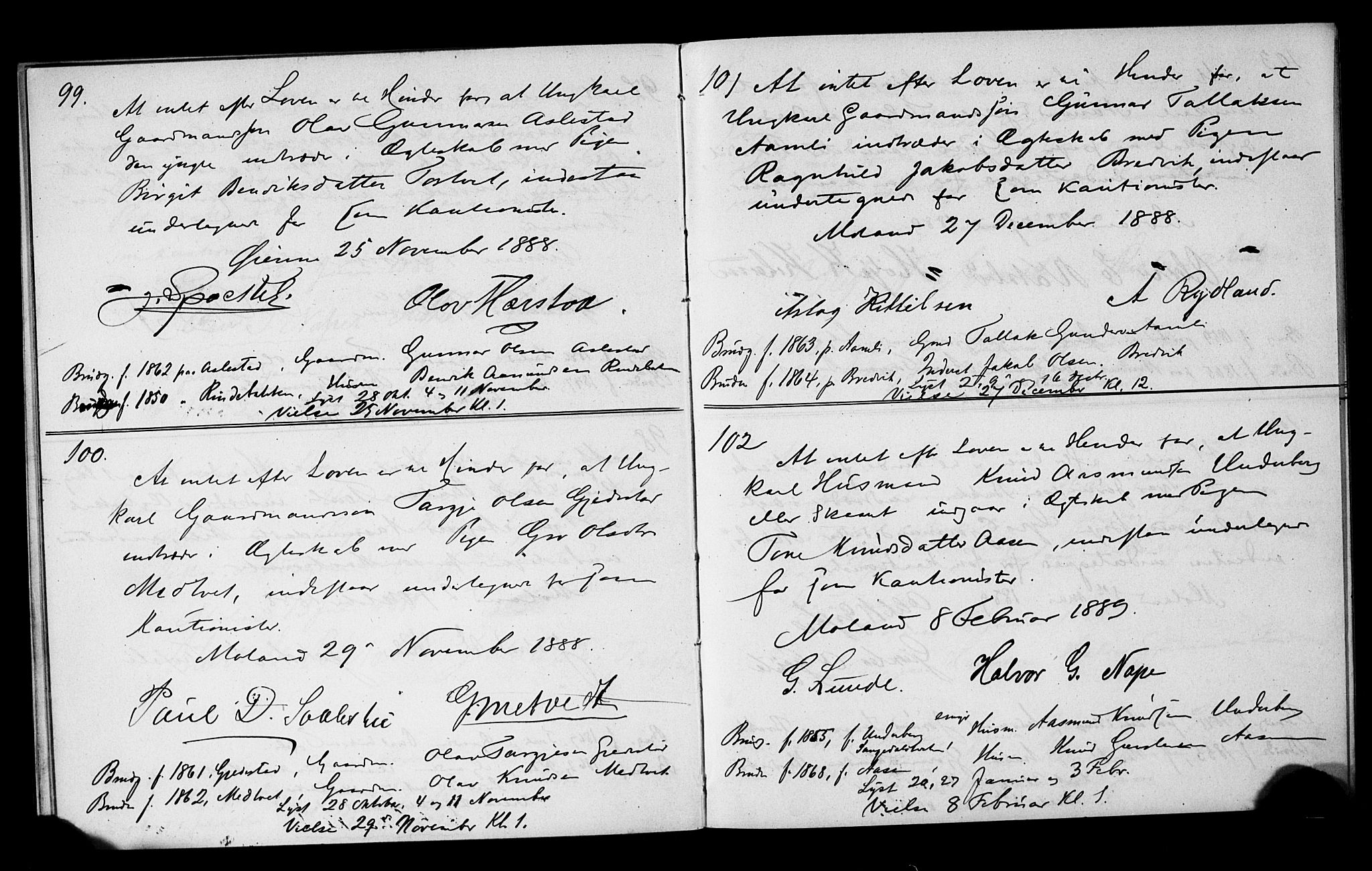Fyresdal kirkebøker, SAKO/A-263/H/Hb/L0001: Forlovererklæringer nr. 1, 1880-1897