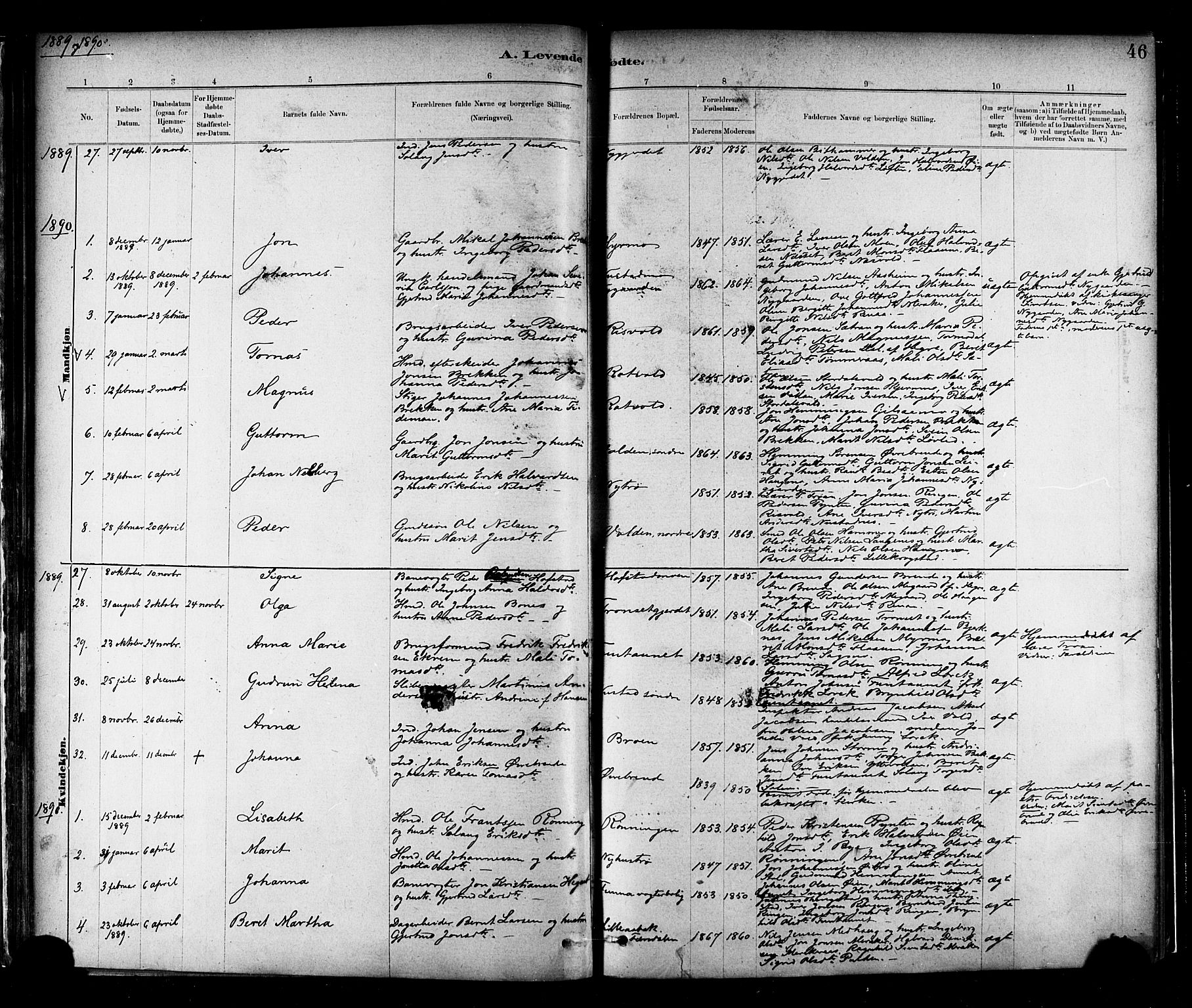 Ministerialprotokoller, klokkerbøker og fødselsregistre - Nord-Trøndelag, SAT/A-1458/706/L0047: Ministerialbok nr. 706A03, 1878-1892, s. 46
