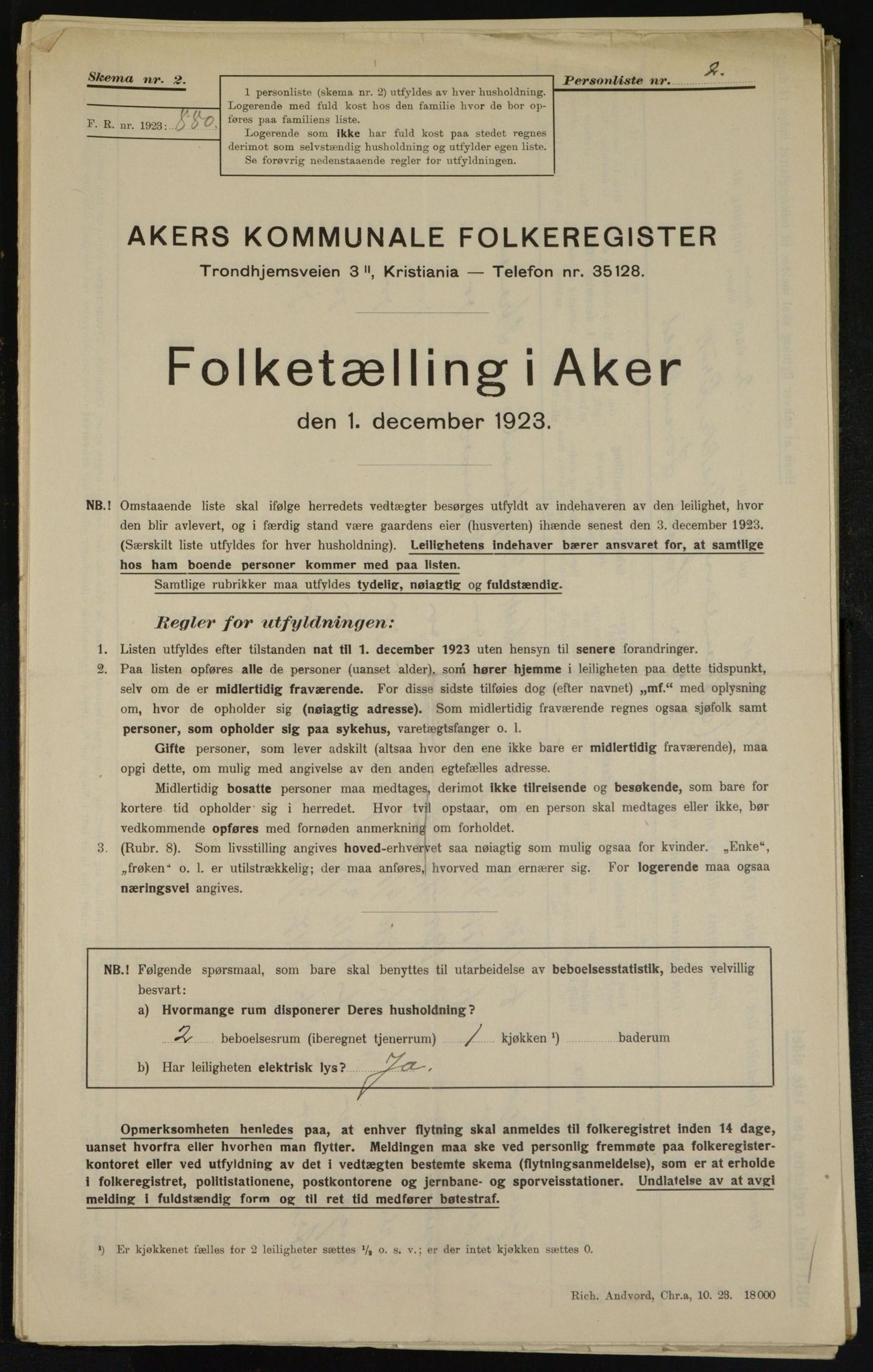 , Kommunal folketelling 1.12.1923 for Aker, 1923, s. 13220