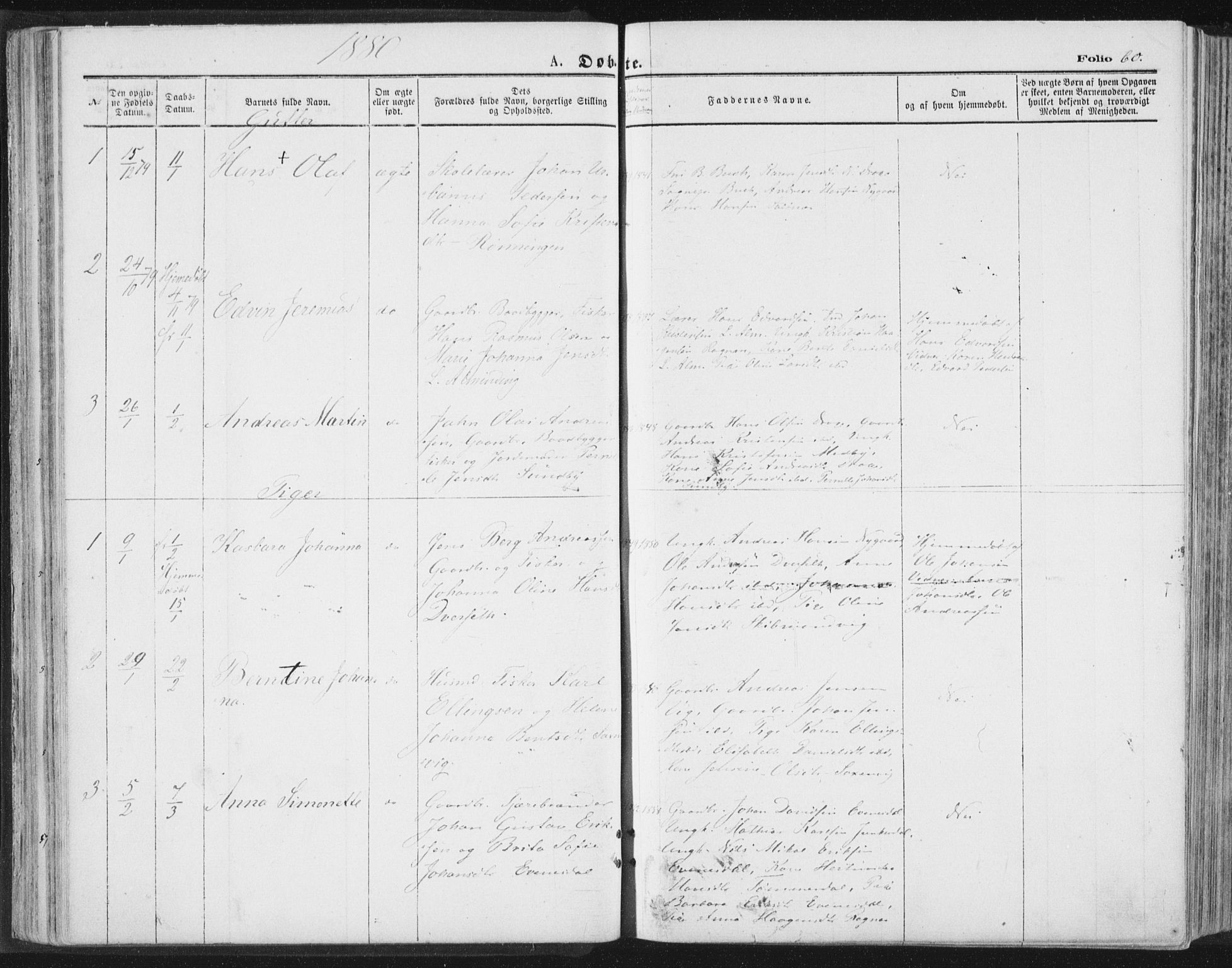 Ministerialprotokoller, klokkerbøker og fødselsregistre - Nordland, AV/SAT-A-1459/847/L0668: Ministerialbok nr. 847A08, 1872-1886, s. 60