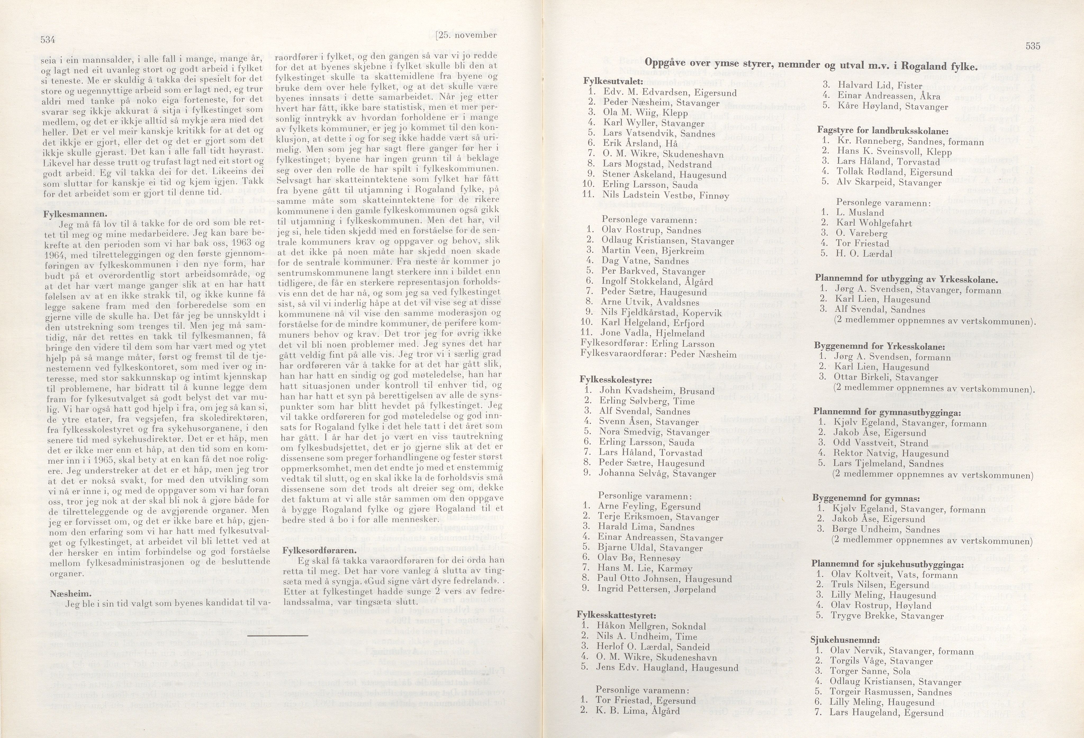 Rogaland fylkeskommune - Fylkesrådmannen , IKAR/A-900/A/Aa/Aaa/L0084: Møtebok , 1964, s. 534-535