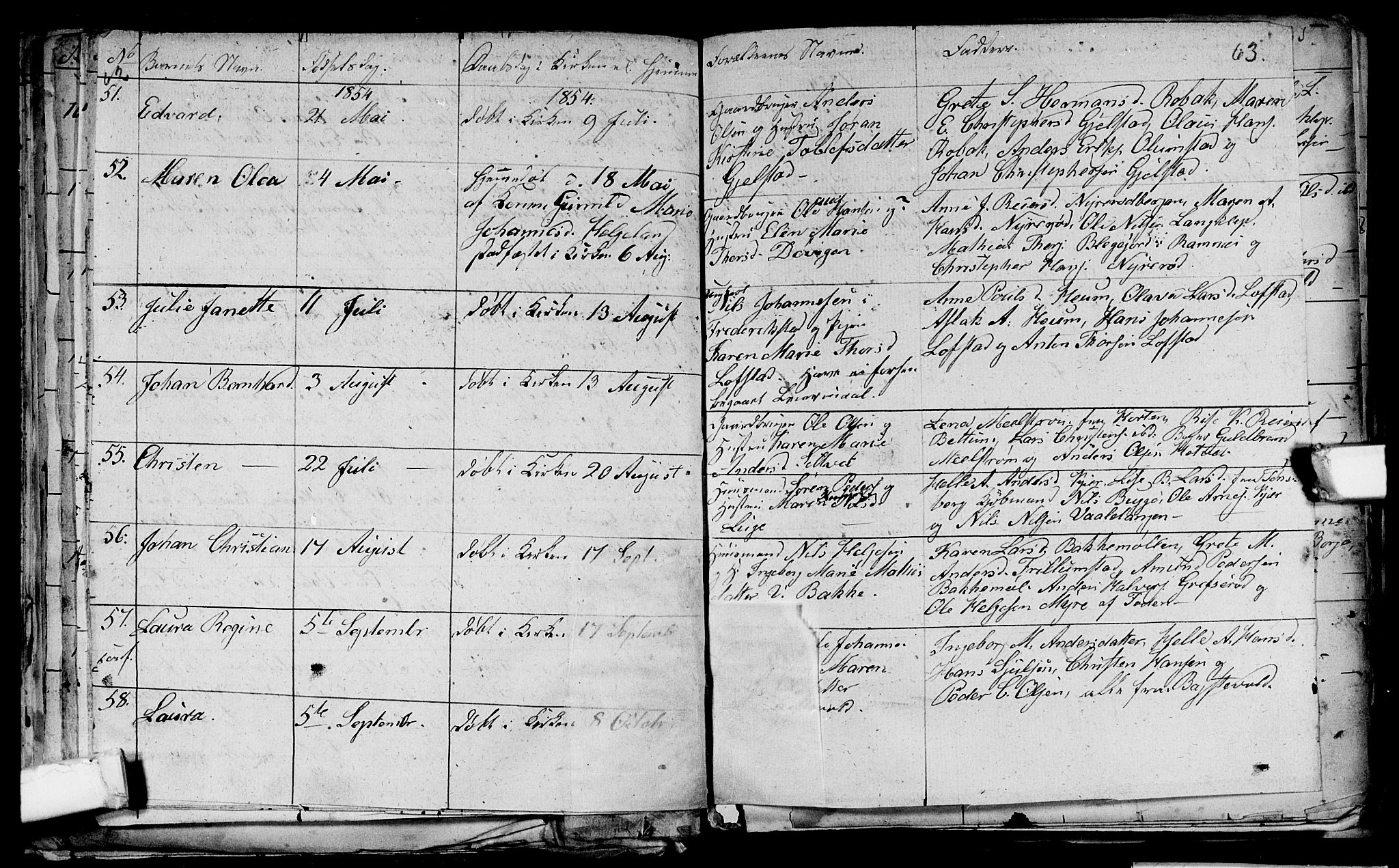 Våle kirkebøker, AV/SAKO-A-334/G/Ga/L0002: Klokkerbok nr. I 2, 1851-1863, s. 62-63