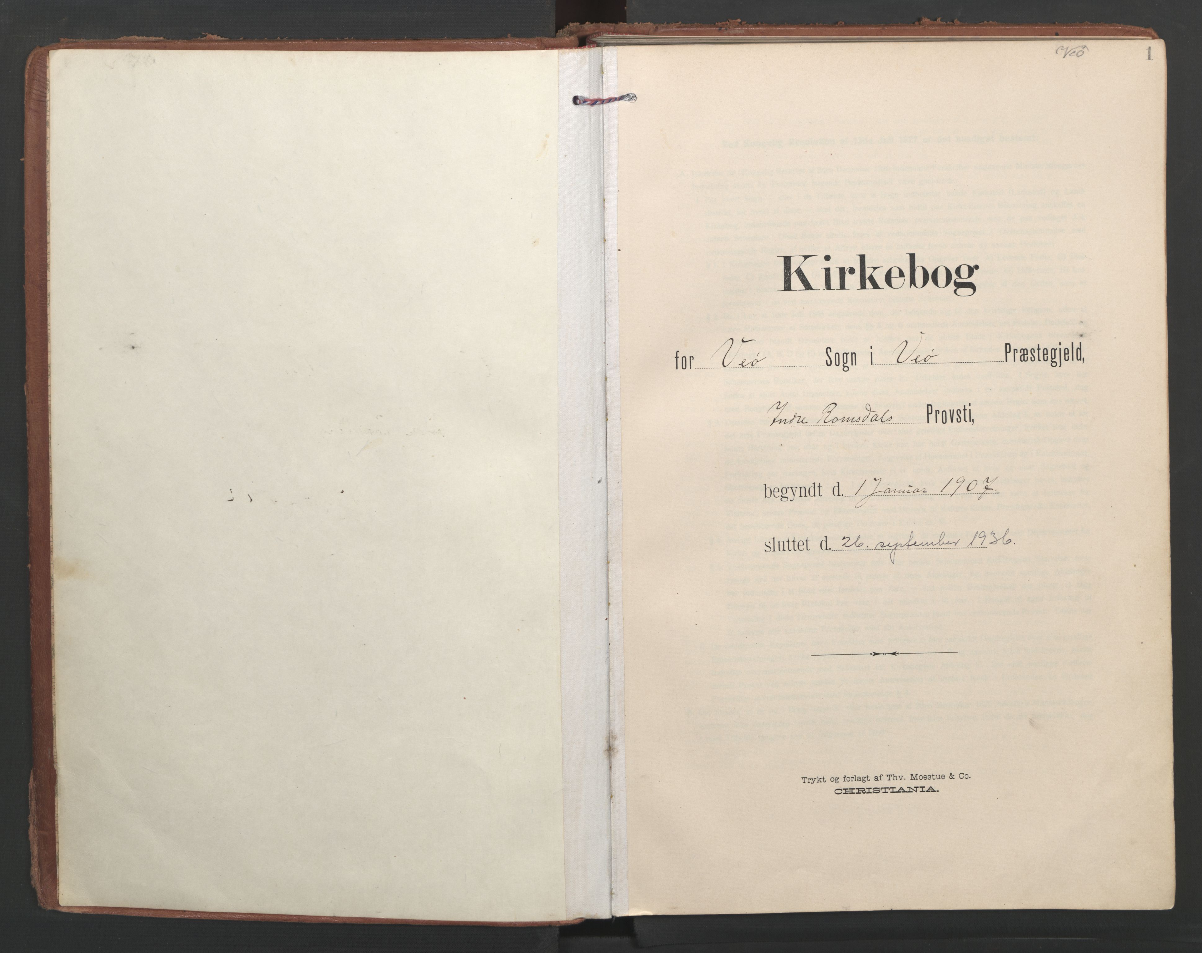 Ministerialprotokoller, klokkerbøker og fødselsregistre - Møre og Romsdal, AV/SAT-A-1454/547/L0605: Ministerialbok nr. 547A07, 1907-1936, s. 1