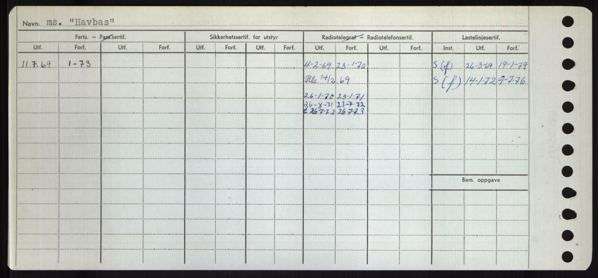 Sjøfartsdirektoratet med forløpere, Skipsmålingen, RA/S-1627/H/Hd/L0014: Fartøy, H-Havl, s. 454