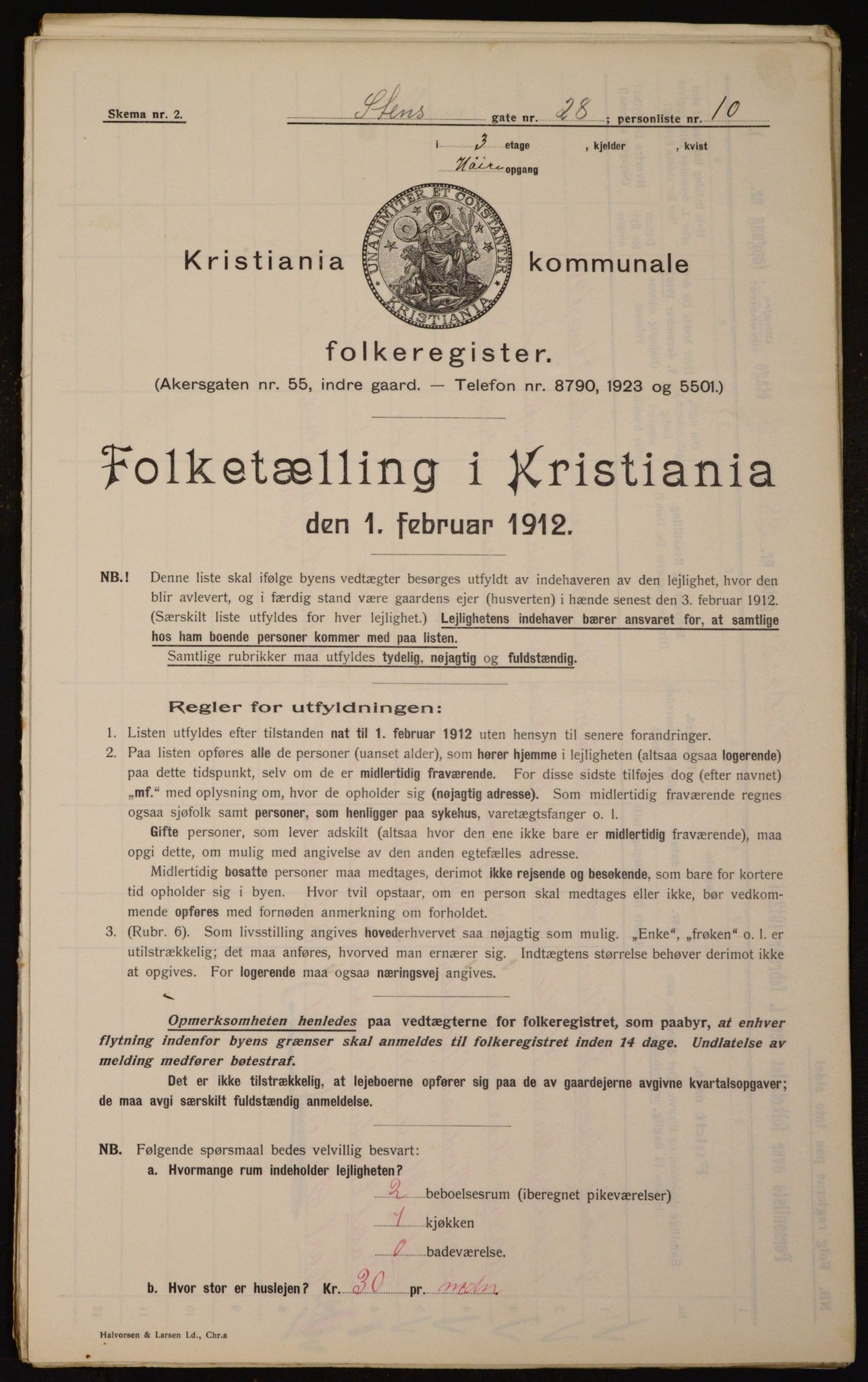 OBA, Kommunal folketelling 1.2.1912 for Kristiania, 1912, s. 101956