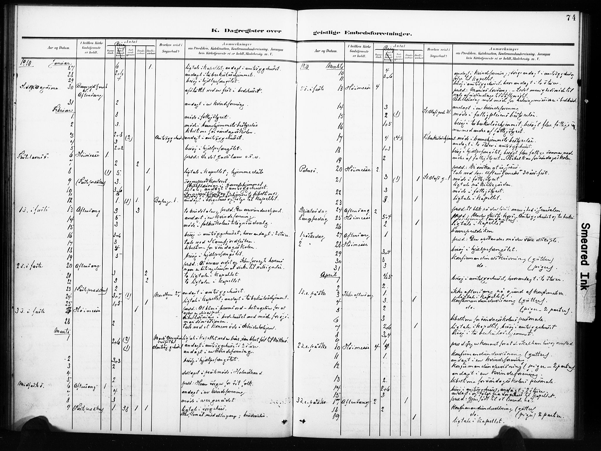 Tønsberg kirkebøker, AV/SAKO-A-330/I/Ib/L0002: Dagsregister nr. II 2, 1902-1930, s. 74