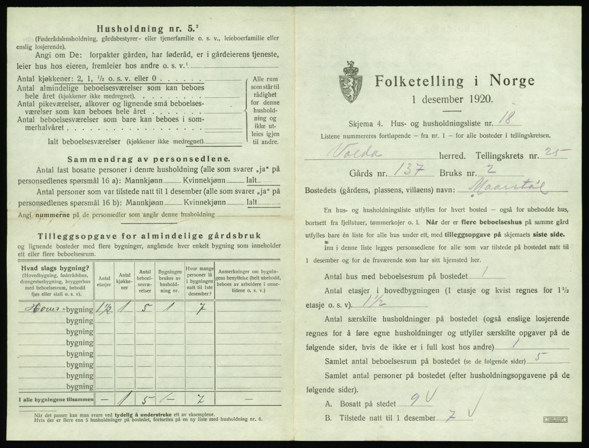 SAT, Folketelling 1920 for 1519 Volda herred, 1920, s. 1664