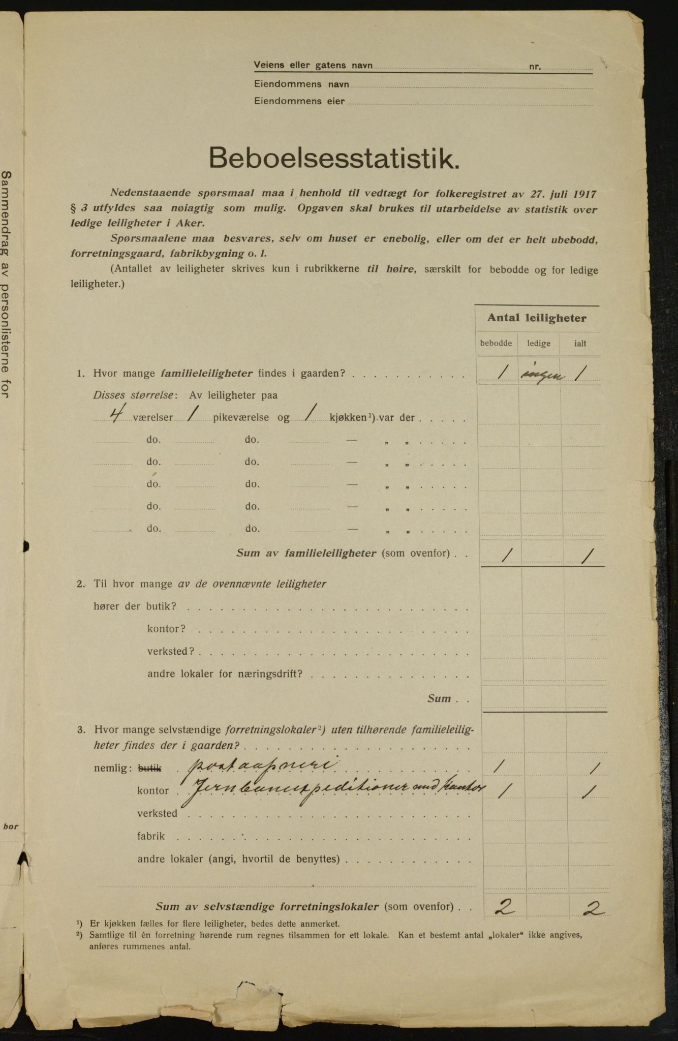 OBA, Kommunal folketelling 1.12.1917 for Aker, 1917, s. 18588