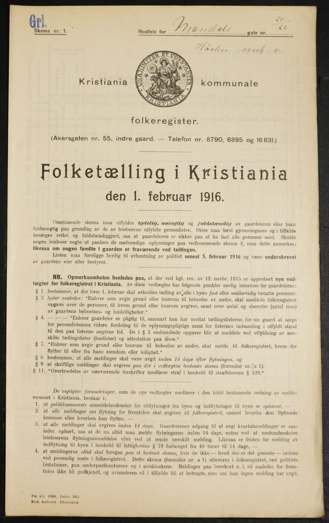 OBA, Kommunal folketelling 1.2.1916 for Kristiania, 1916, s. 61761