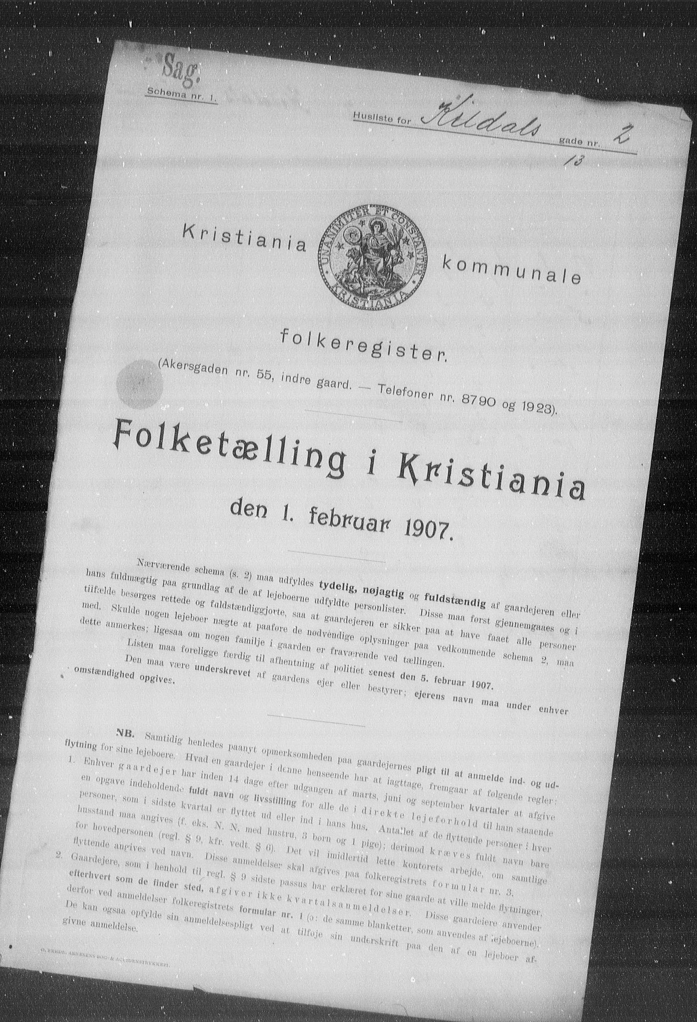 OBA, Kommunal folketelling 1.2.1907 for Kristiania kjøpstad, 1907, s. 25209