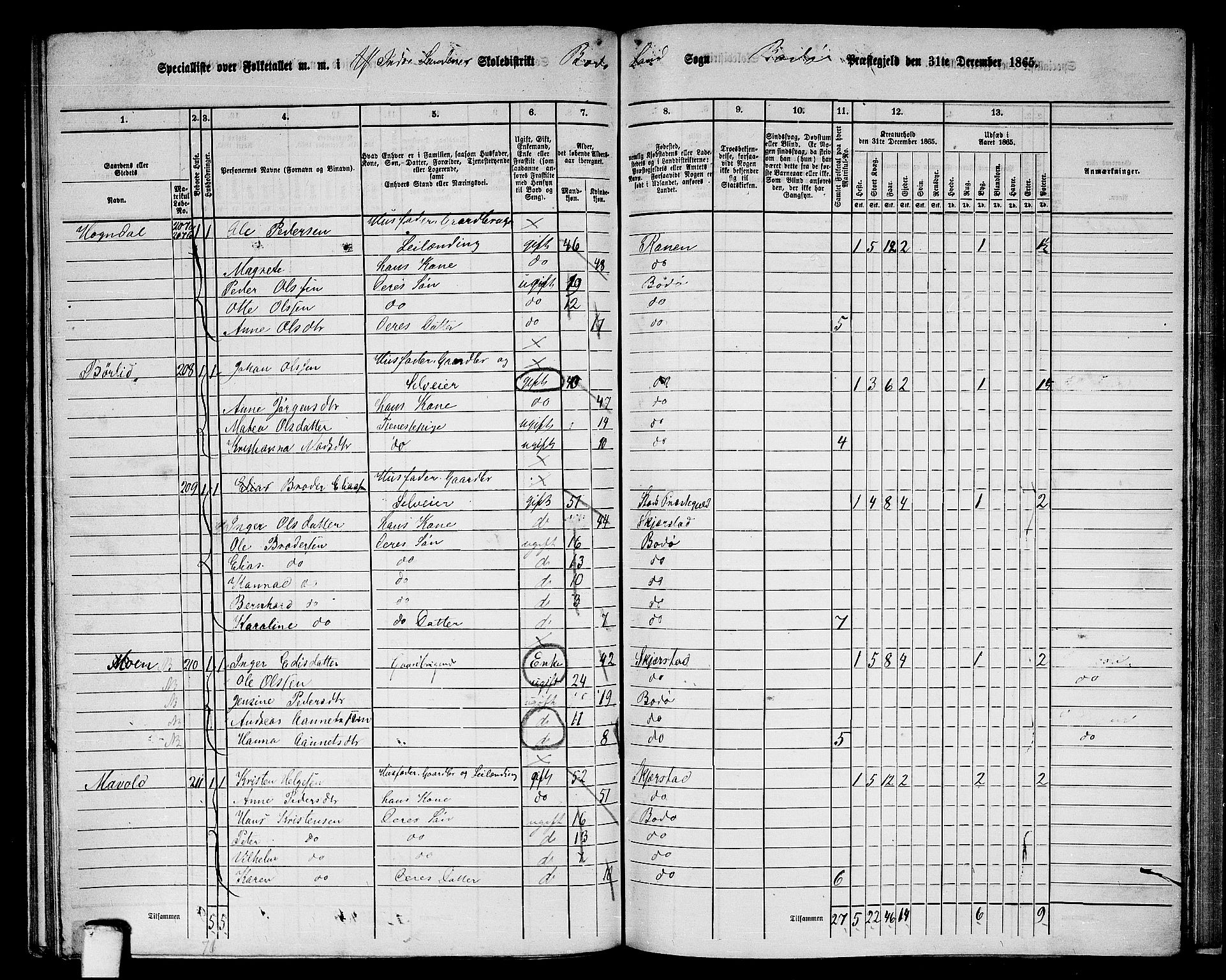 RA, Folketelling 1865 for 1843L Bodø prestegjeld, Bodø landsokn, 1865, s. 125