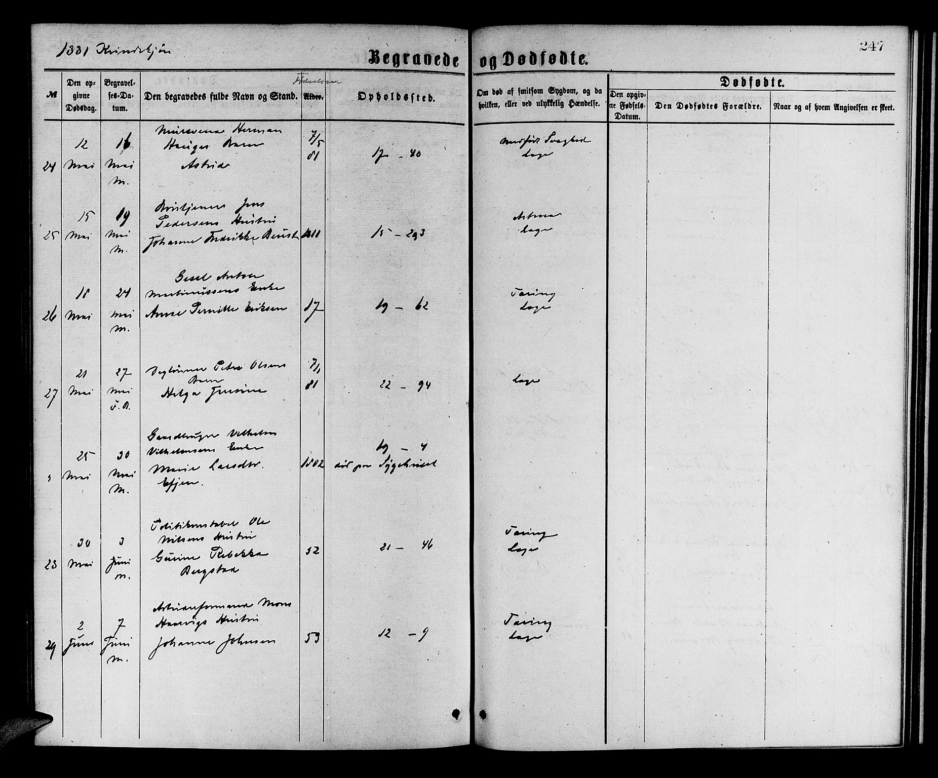 Korskirken sokneprestembete, SAB/A-76101/H/Hab: Klokkerbok nr. E 3, 1871-1883, s. 247