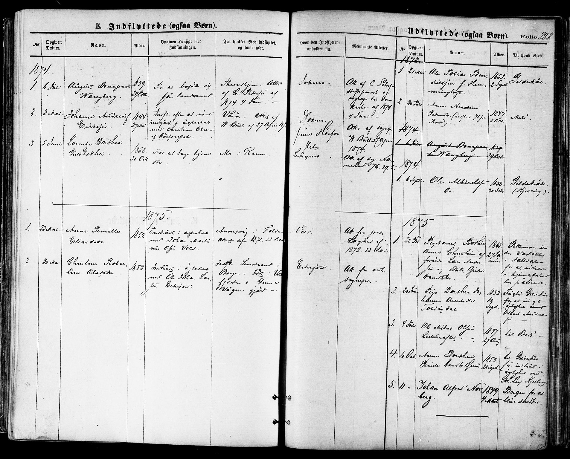 Ministerialprotokoller, klokkerbøker og fødselsregistre - Nordland, AV/SAT-A-1459/846/L0645: Ministerialbok nr. 846A03, 1872-1886, s. 288