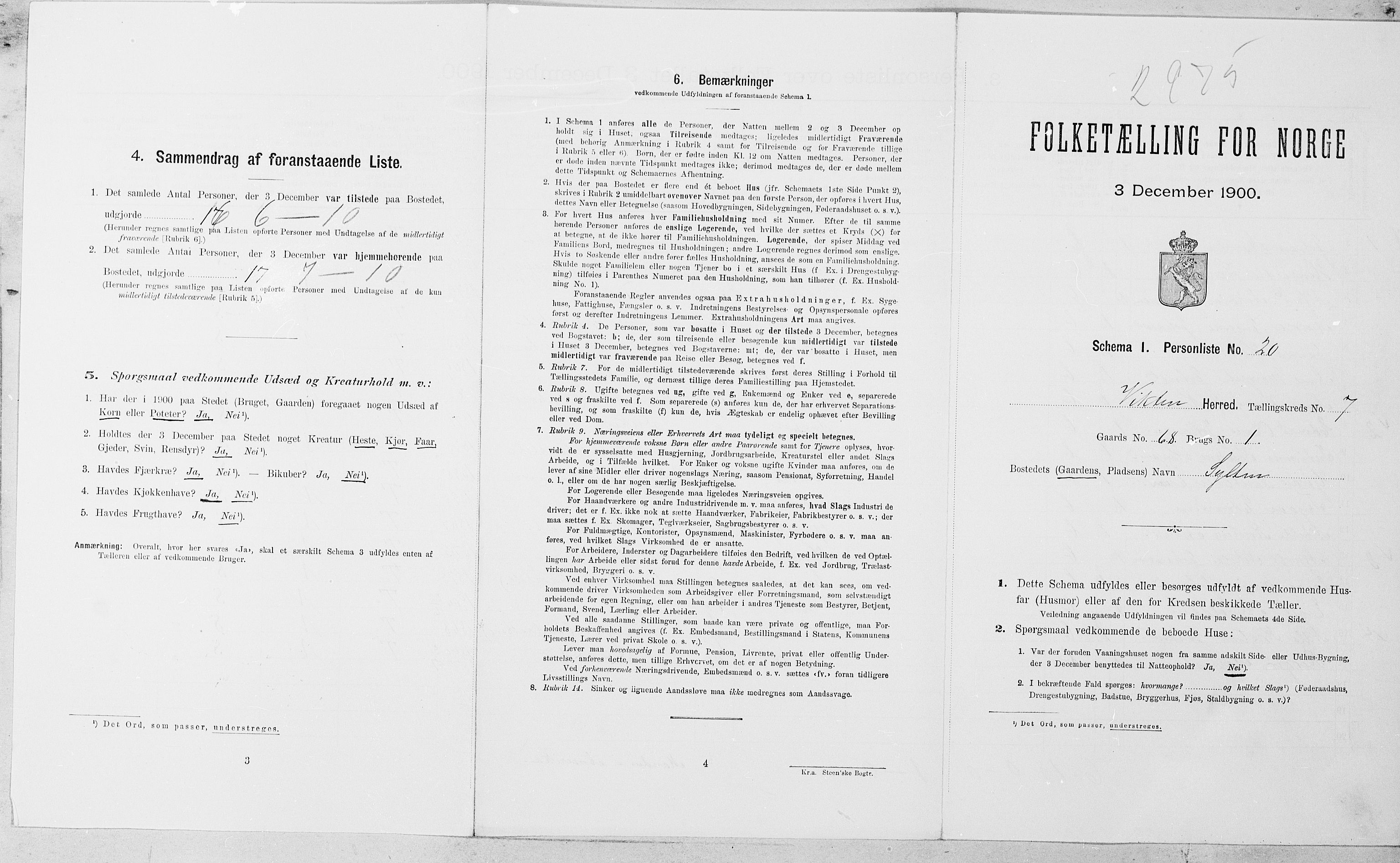 SAT, Folketelling 1900 for 1750 Vikna herred, 1900, s. 781