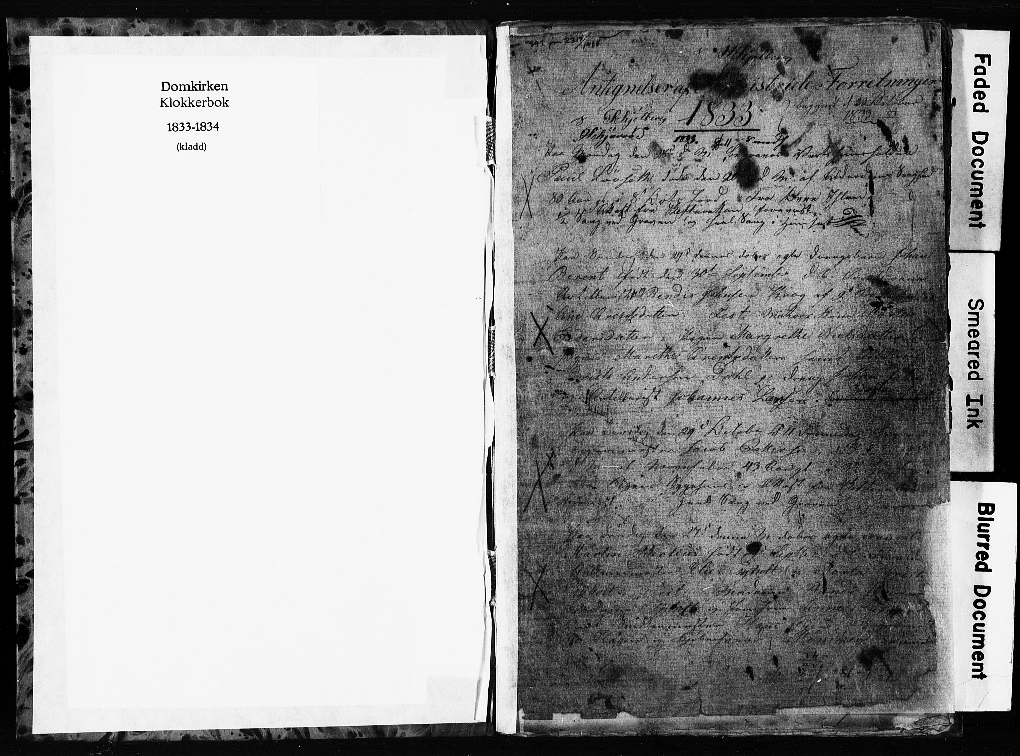 Ministerialprotokoller, klokkerbøker og fødselsregistre - Sør-Trøndelag, AV/SAT-A-1456/601/L0082: Klokkerbok nr. 601C00, 1833-1834, s. 0-1