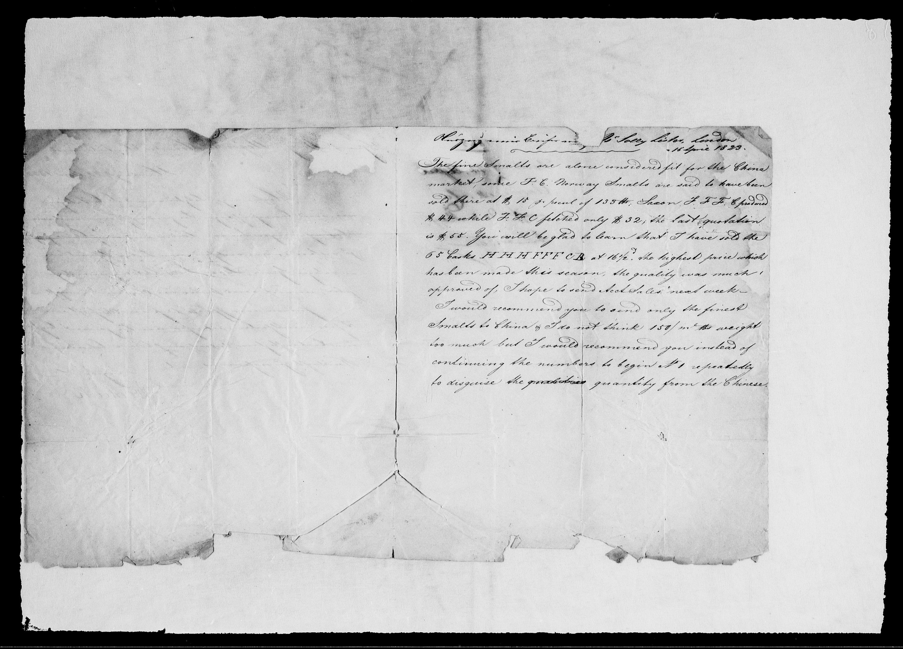 Modums Blaafarveværk, RA/PA-0157/G/Gb/L0090/0001: -- / Innkomne brev A-T, 1822-1823, s. 4