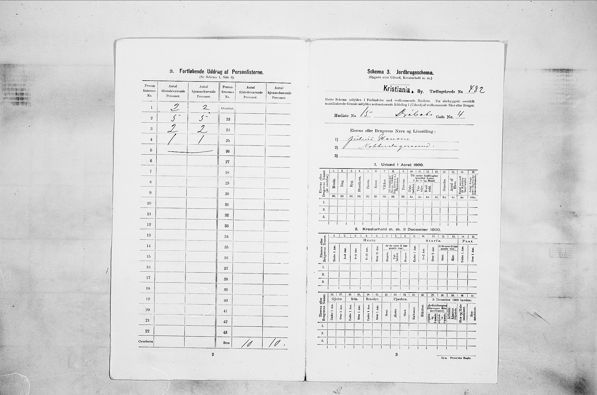 SAO, Folketelling 1900 for 0301 Kristiania kjøpstad, 1900, s. 38983