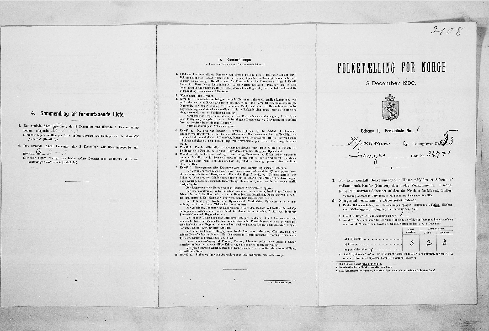 RA, Folketelling 1900 for 0602 Drammen kjøpstad, 1900, s. 9110