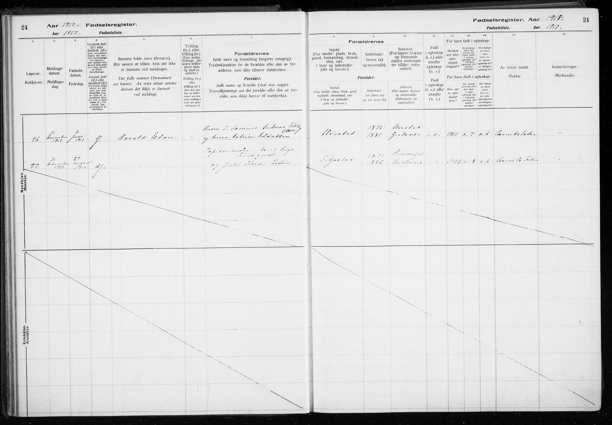 Trondenes sokneprestkontor, SATØ/S-1319/I/Ia/L0089: Fødselsregister nr. 89, 1916-1925, s. 24