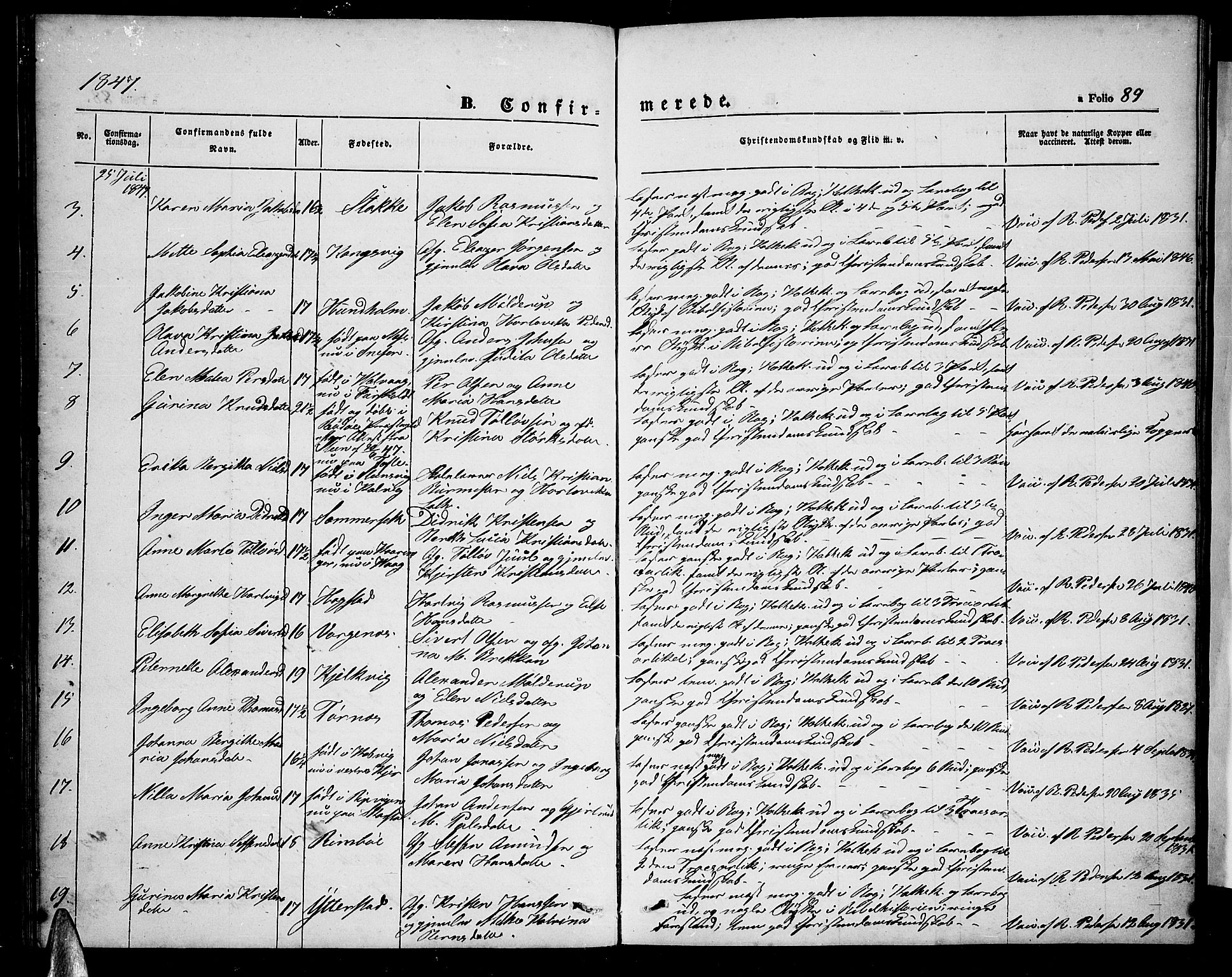 Ministerialprotokoller, klokkerbøker og fødselsregistre - Nordland, AV/SAT-A-1459/872/L1045: Klokkerbok nr. 872C01, 1840-1851, s. 89