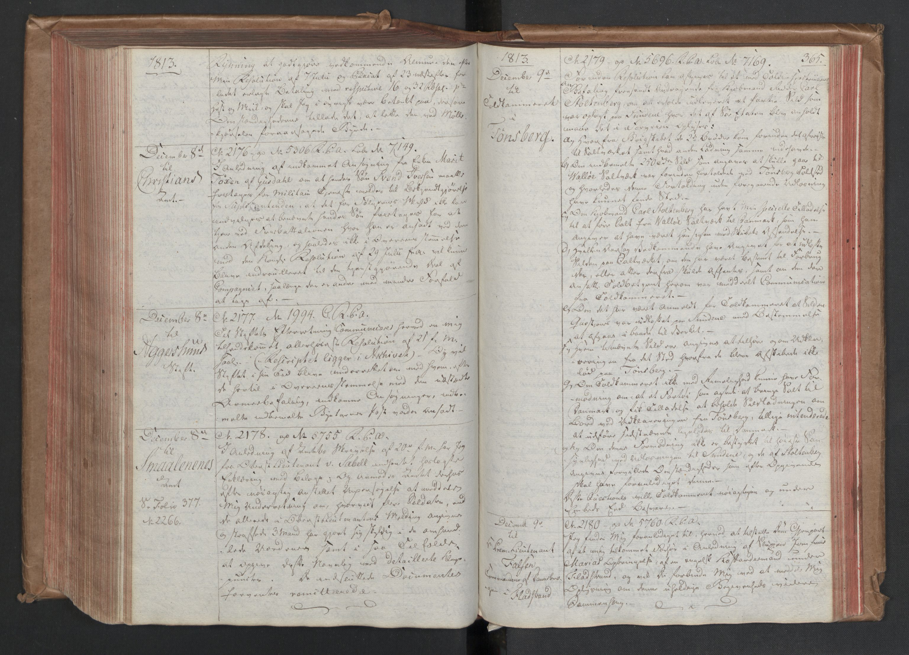 Stattholderembetet 1810-1814, 1. kontor (Kontor A), AV/RA-EA-2872/Bc/L0002: Korrespondanseprotokoll, 1812-1814, s. 364b-365a
